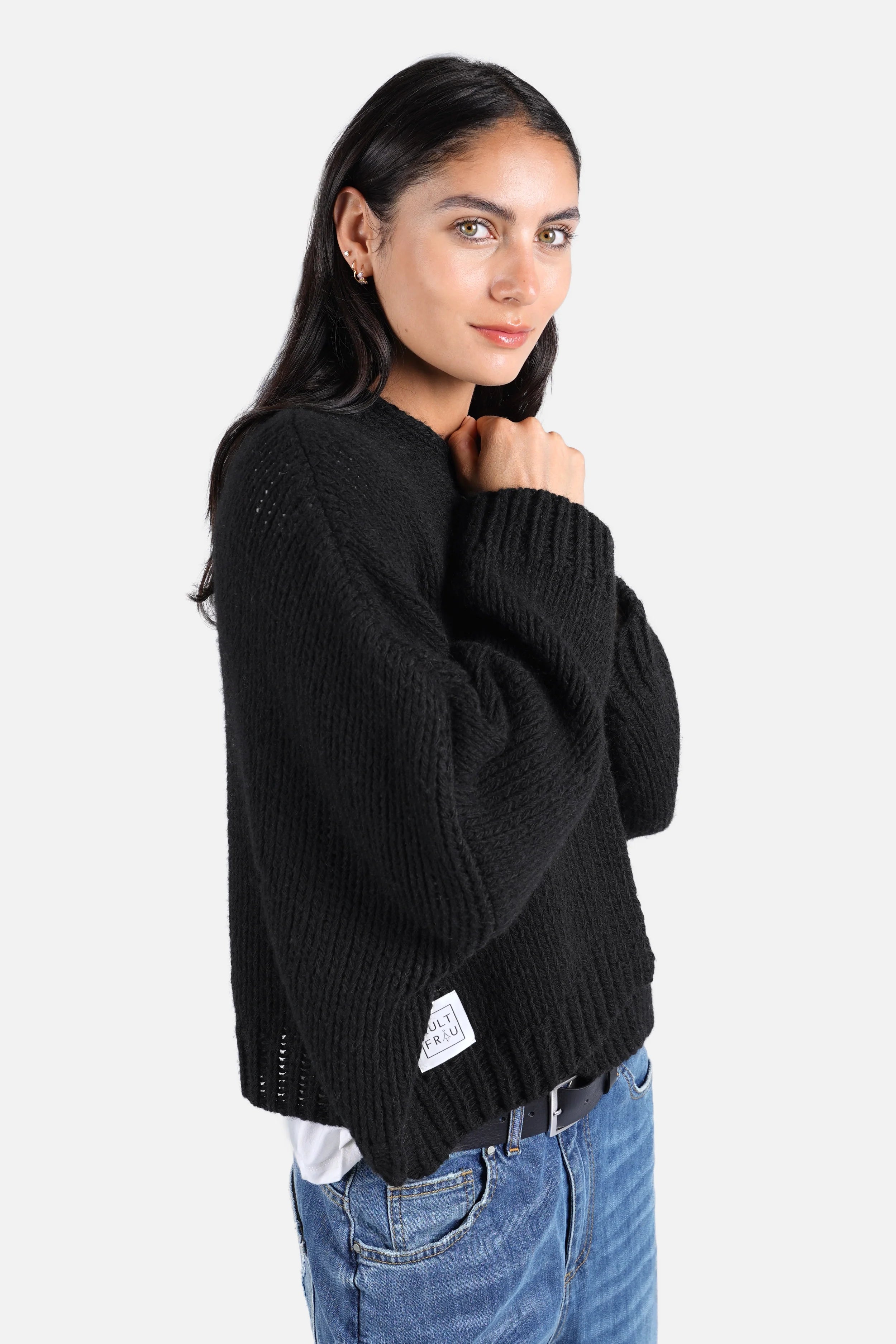 ALIXA Cropped Strickcardigan im Oversize-Fit mit Schalkragen und weichem Woll-Mix