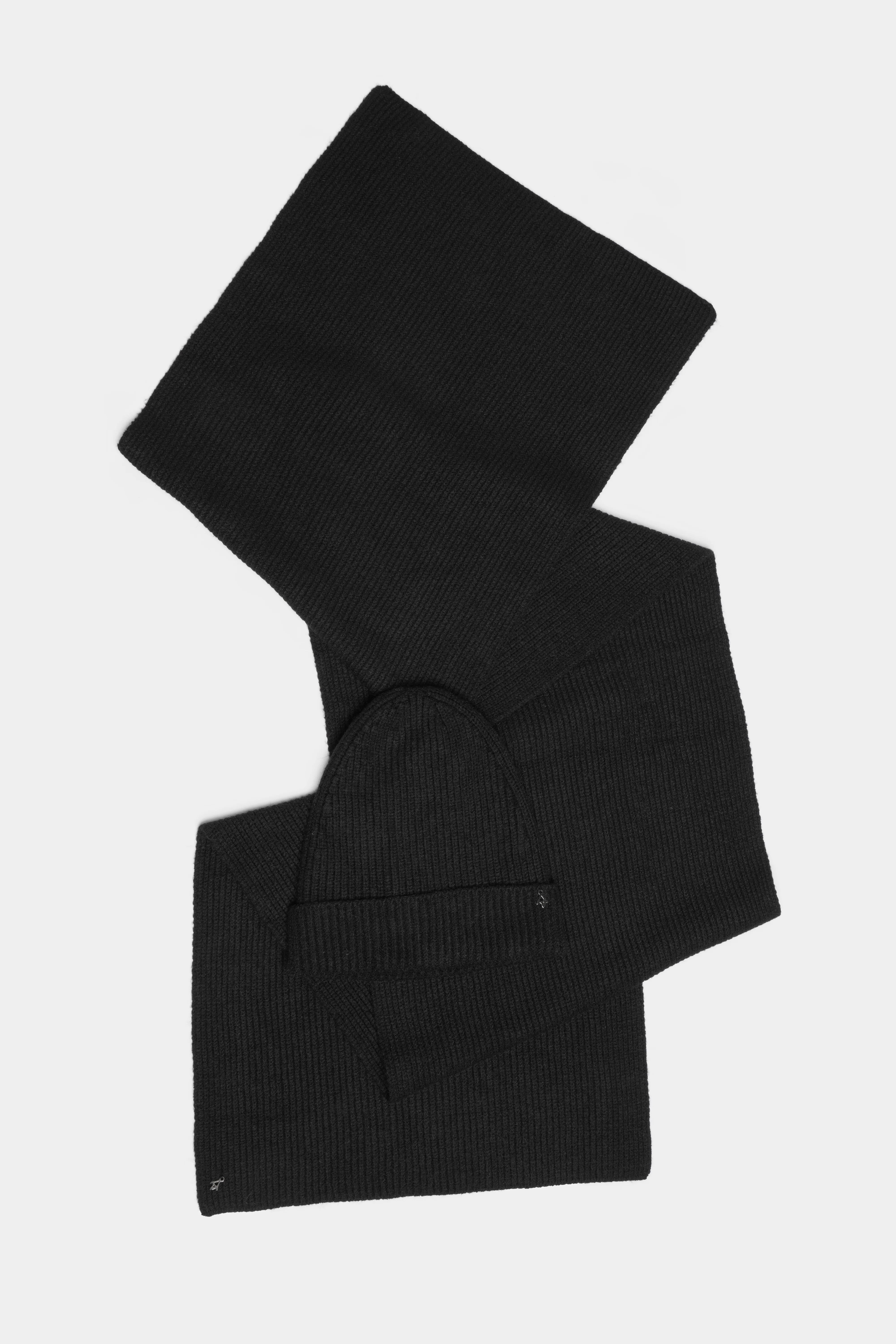 Schwarzer gerippter Schal aus weichem Viskose-Mix, Onesize, ca. 183 cm lang