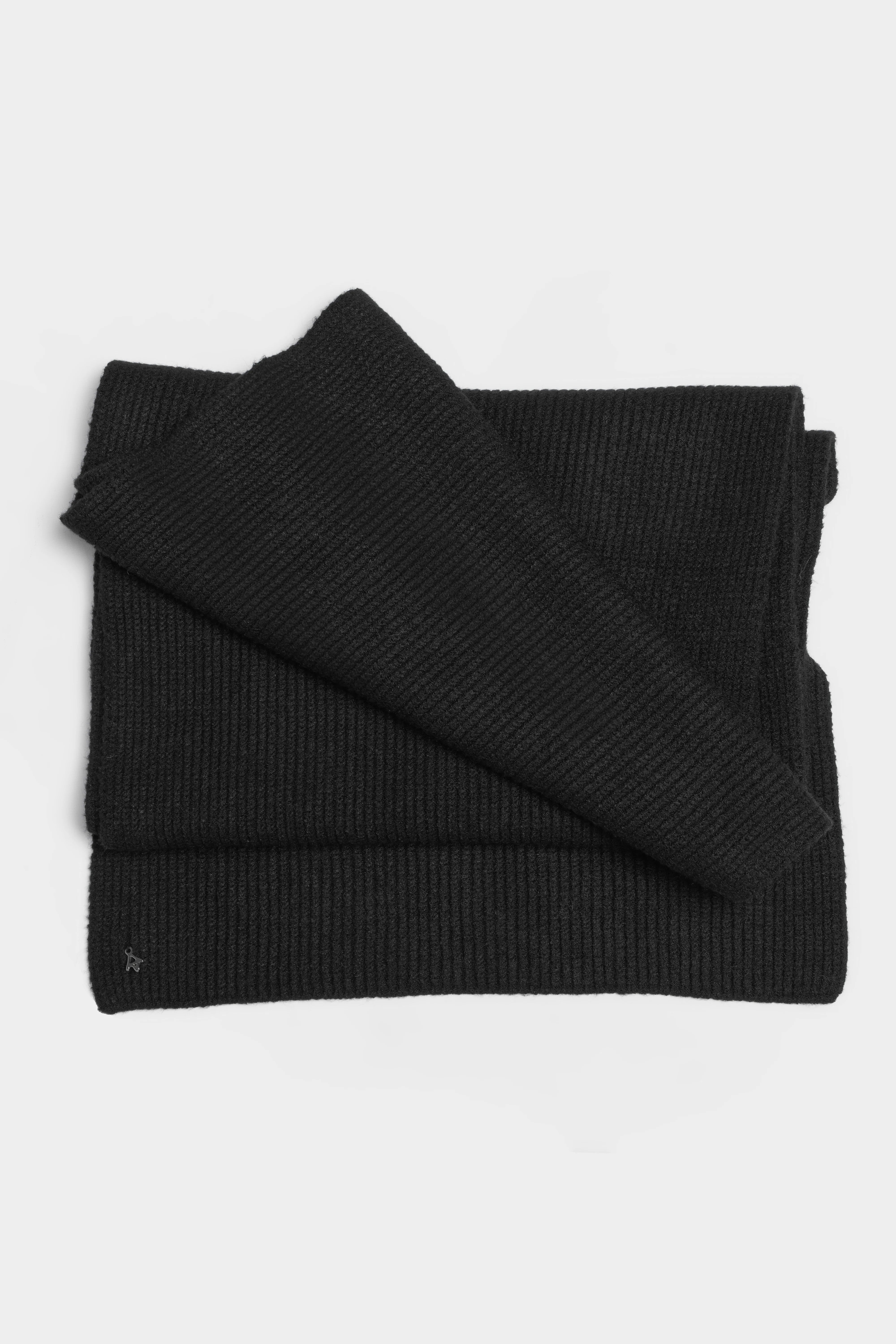 Schwarzer gerippter Schal aus weichem Viskose-Mix, ca. 183 cm lang, vielseitig tragbar