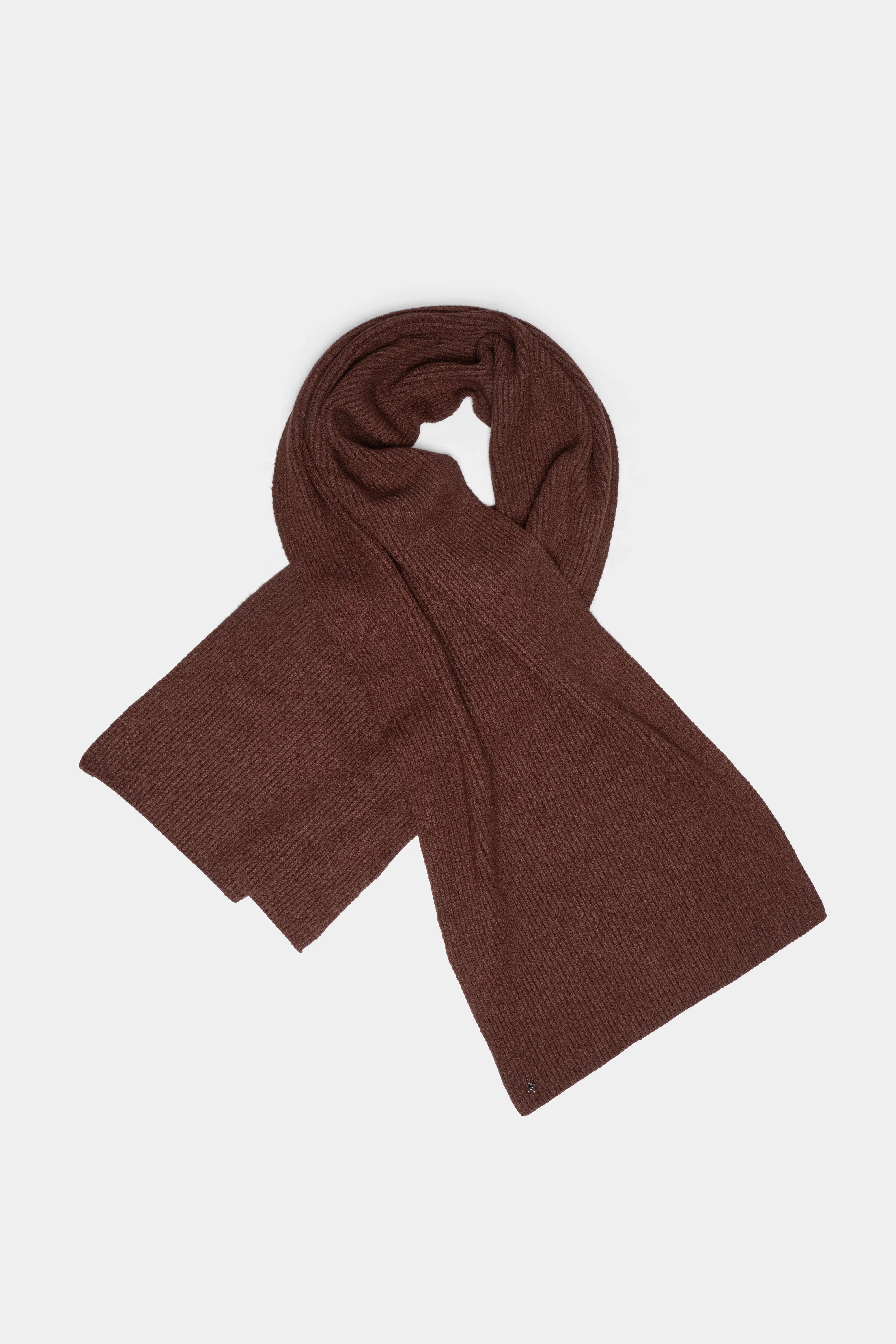 Brauner gerippter Schal aus weichem Viskose-Mix, vielseitig tragbar und leicht wärmend