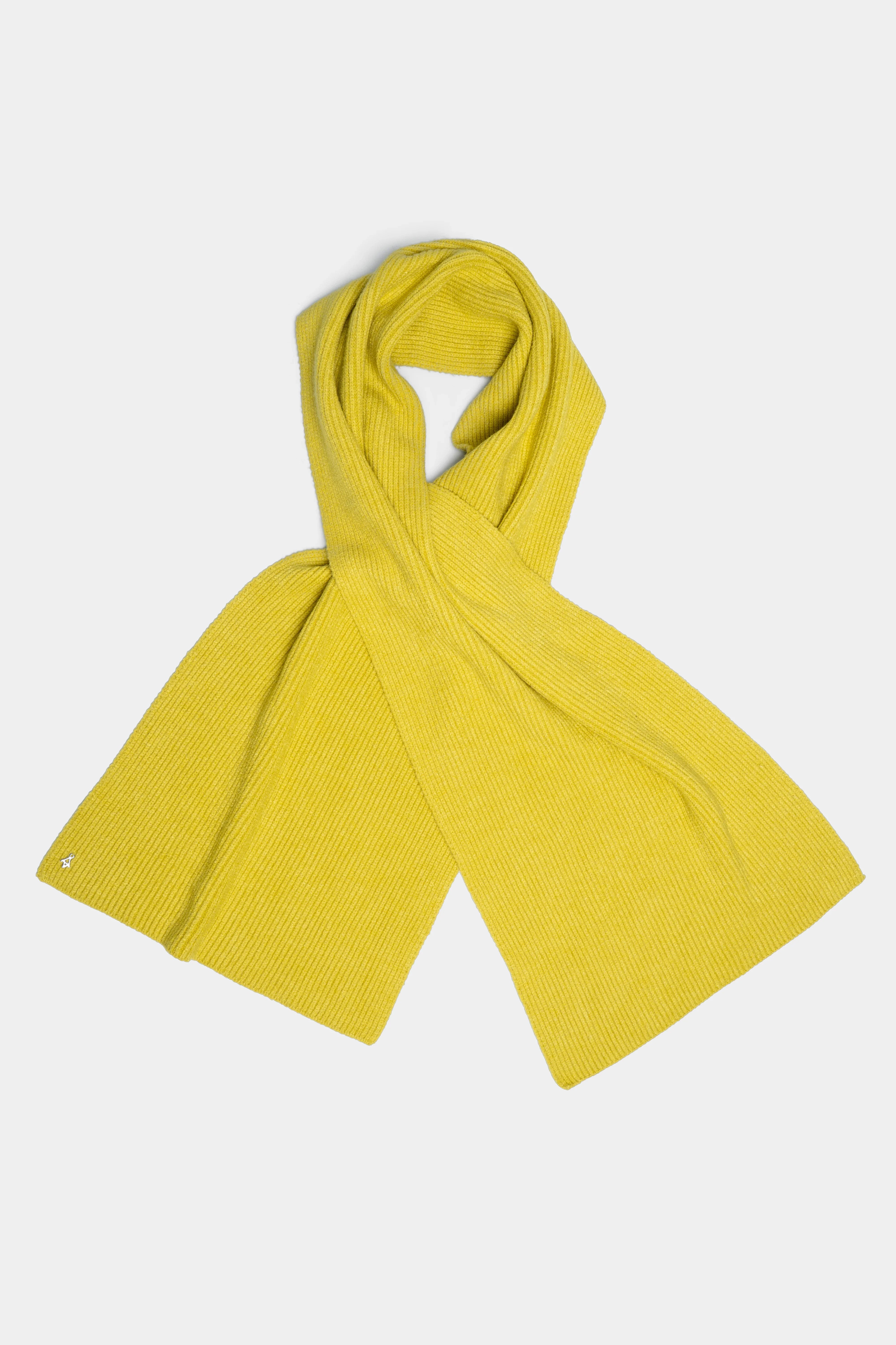 Gelber gerippter Schal aus weichem Viskose-Mix, onesize, ca. 185 cm lang
