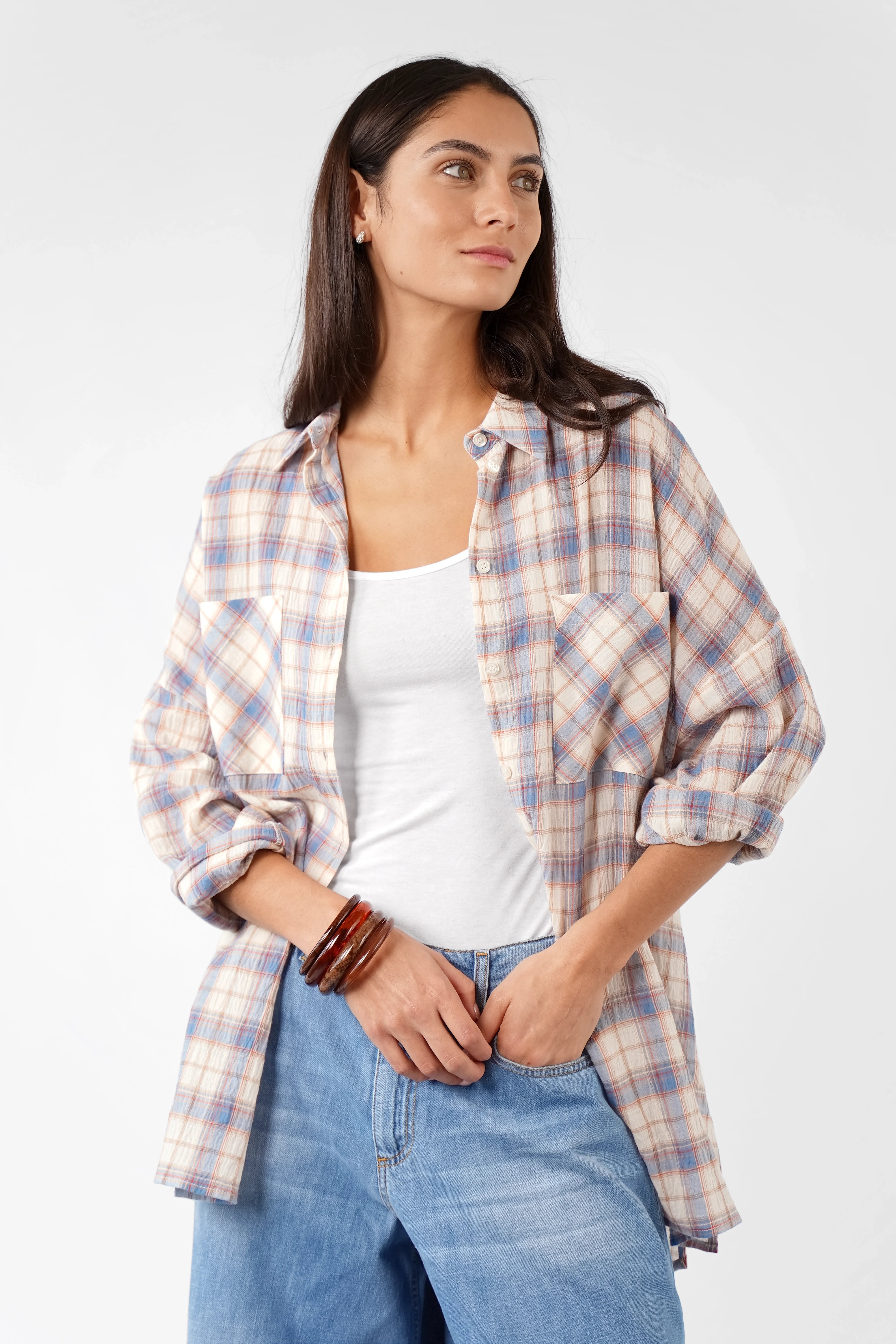 ATLE Hemd aus superweicher Baumwolle mit Crinkle-Struktur und relaxed Fit