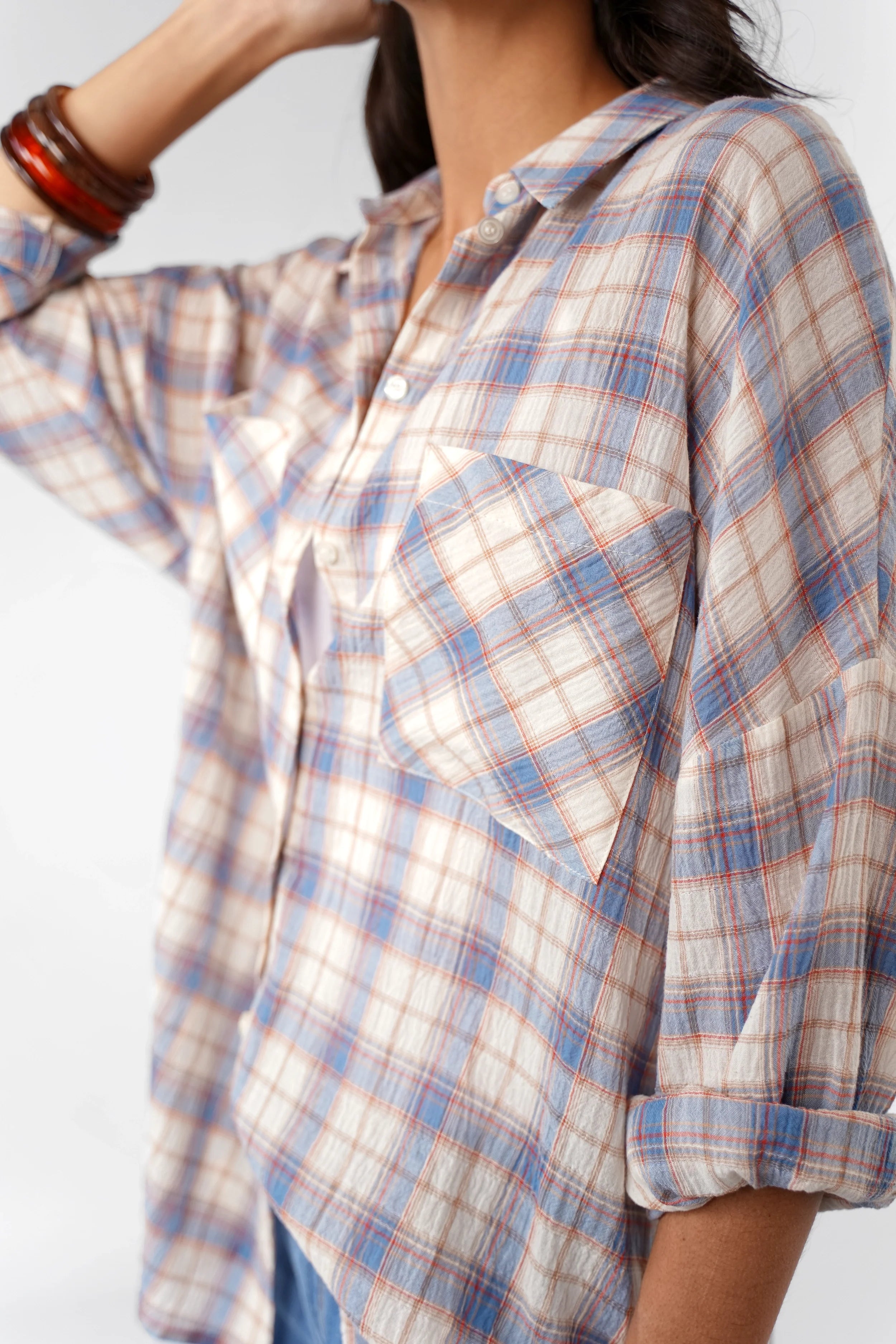 ATLE Hemd aus superweicher Baumwolle mit Crinkle-Struktur und relaxed Fit