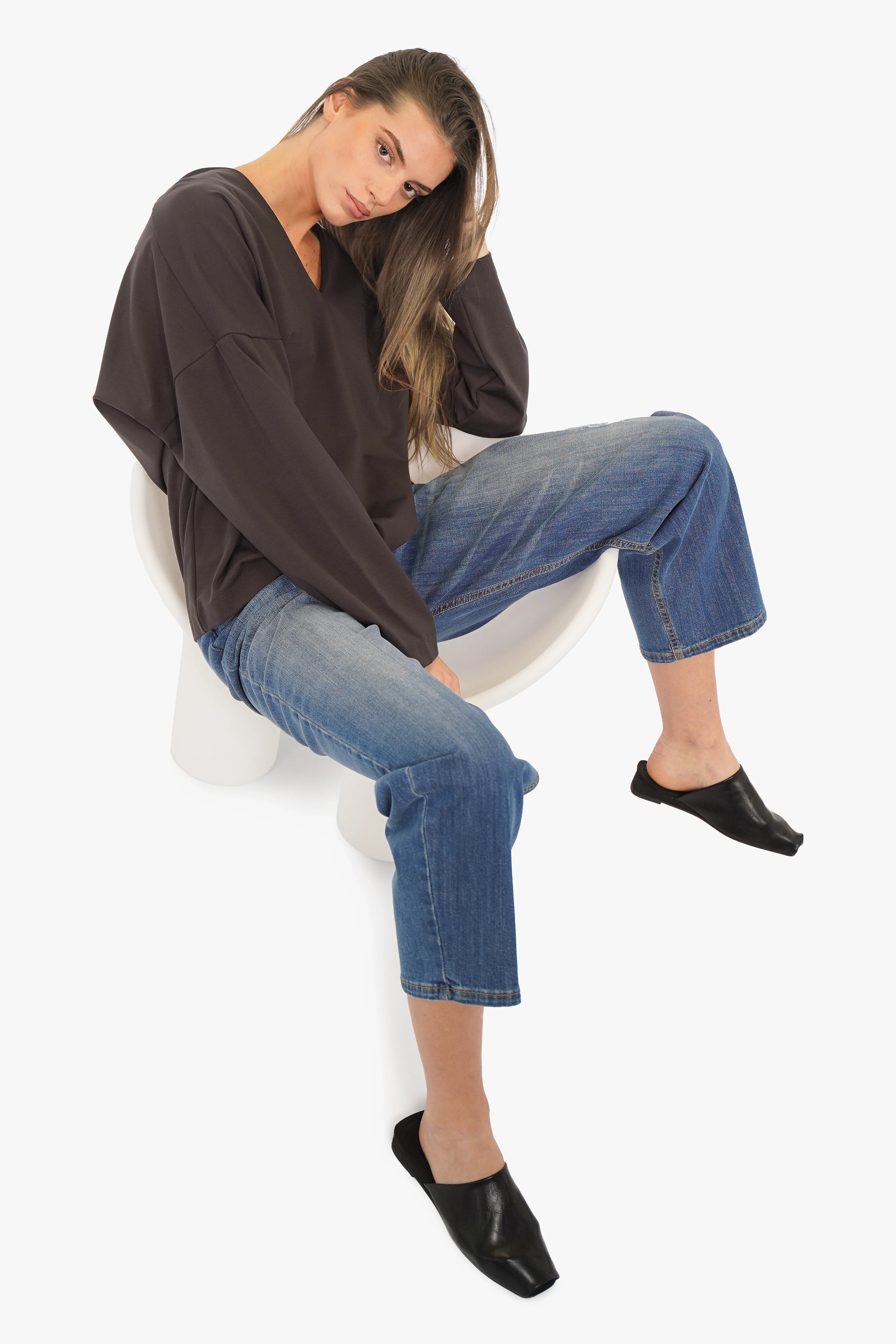 BERLEY Relaxed V-Neck Shirt soft jersey fabric with V-neck and relaxed fit