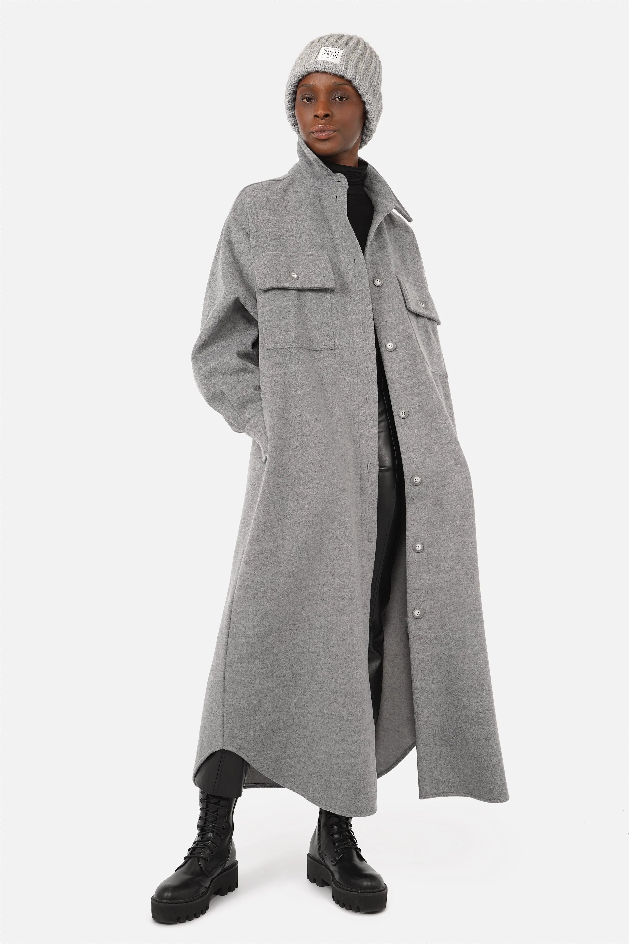 BIVIA Maxi-Hemdmantel mit Wollanteil in weicher, wärmender Qualität und oversized Fit