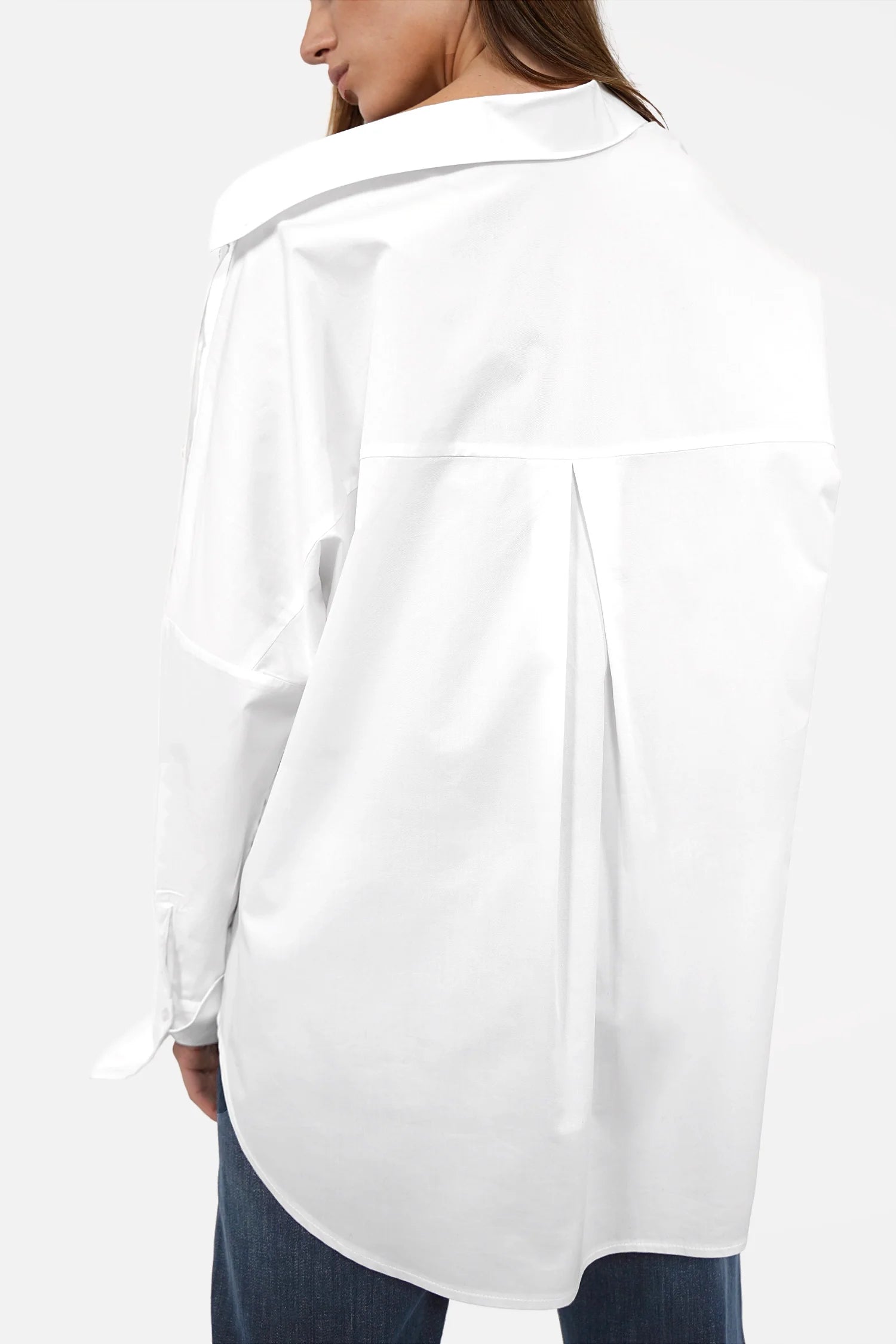 BONI asymmetrische One Shoulder Bluse mit variabler Schulterknopfleiste und verlängertem Rücken