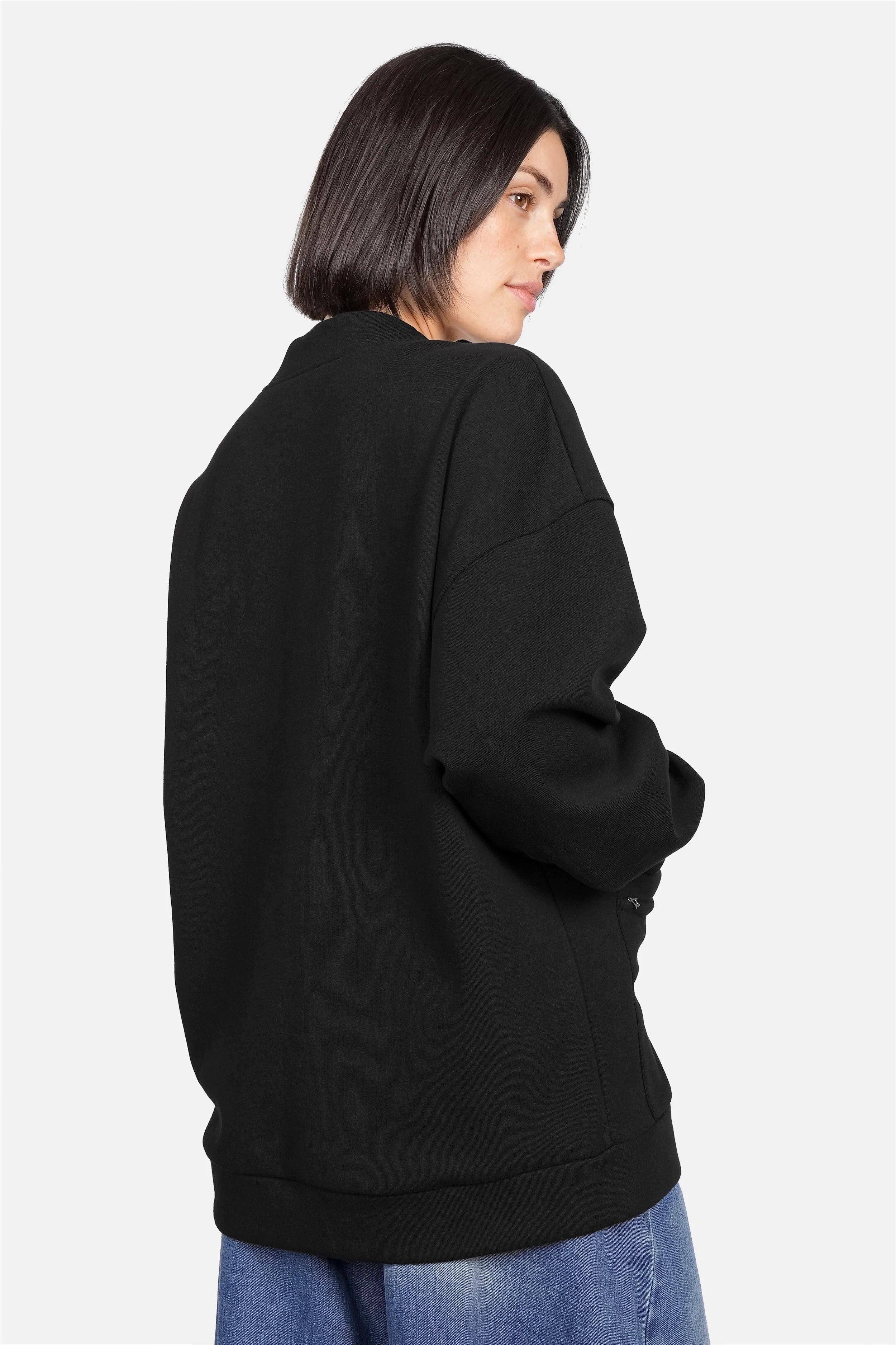 Damen Relaxed Fit Sweatjacke mit Knopfleiste und gebürsteter Innenseite