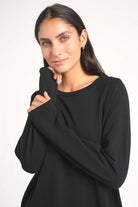 Schwarzes DANA Sweatkleid mit Rundhalsausschnitt und angenehmer Baumwolle in Regular Fit