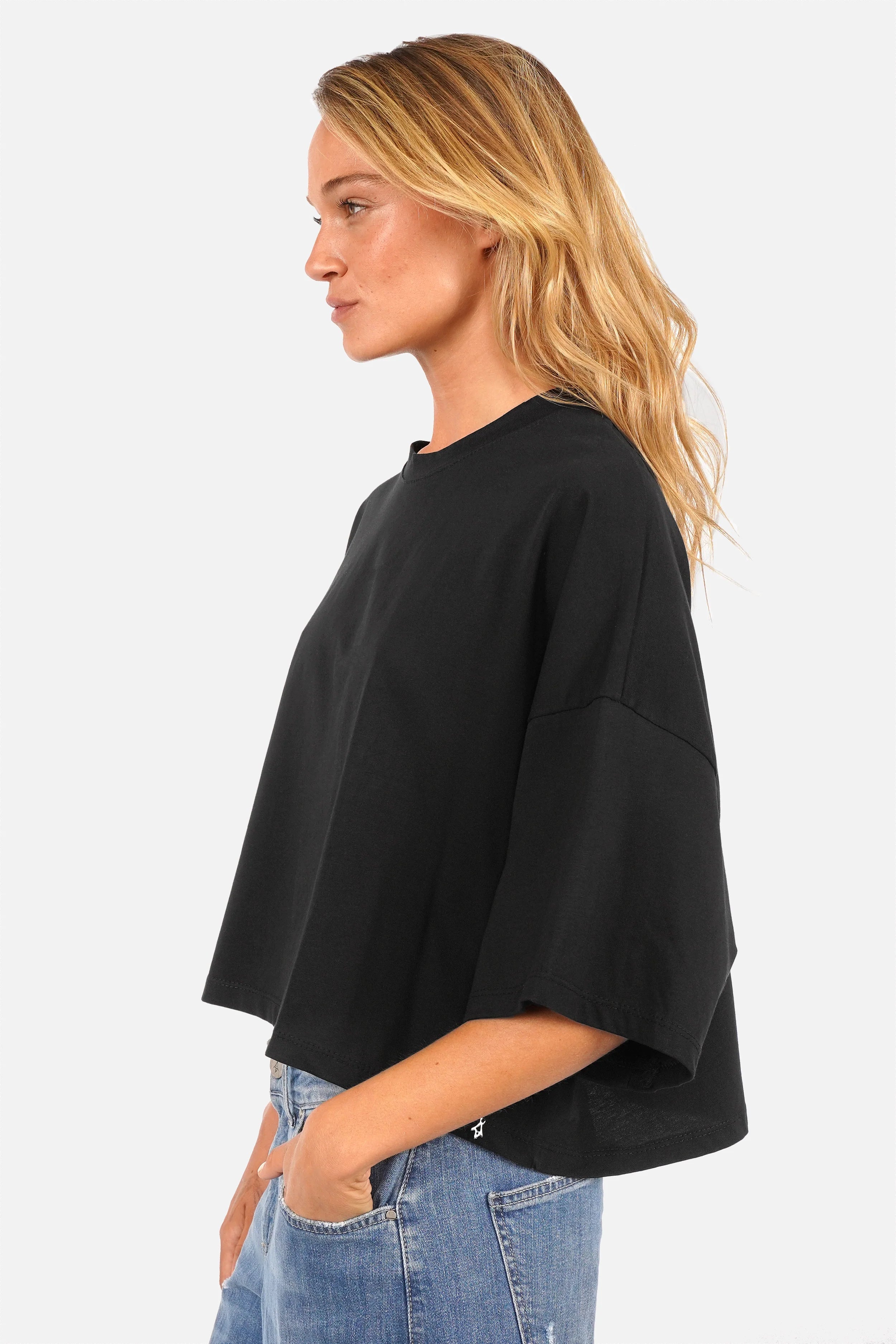 DELUUN T-Shirt aus reiner Baumwolle mit Rundhalsausschnitt und oversized Passform