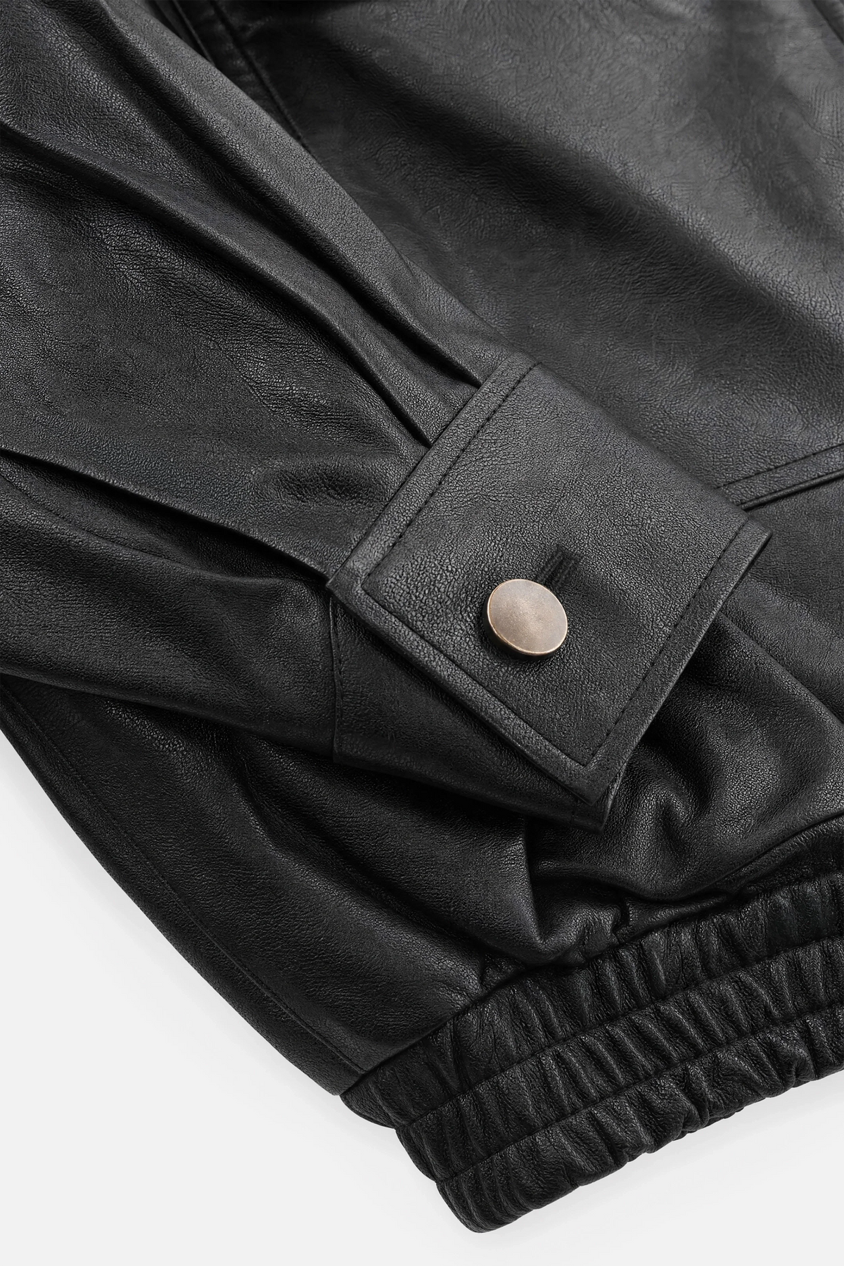 DERA Utility Blouson in weicher Lederoptik mit Stehkragen, Druckknöpfen und großen Pattentaschen