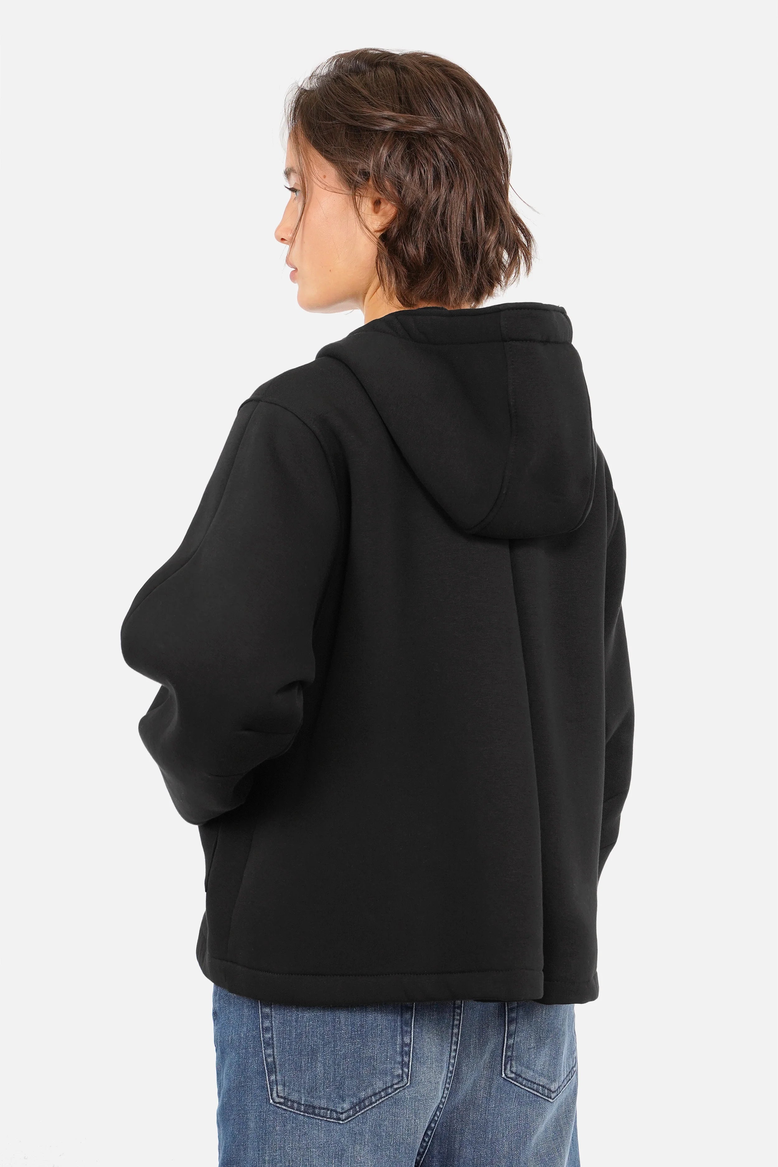 Damen ELFA Sweatjacke mit Kapuze, weicher Jersey, Kordelzug, Kängurutaschen und Knopfleiste
