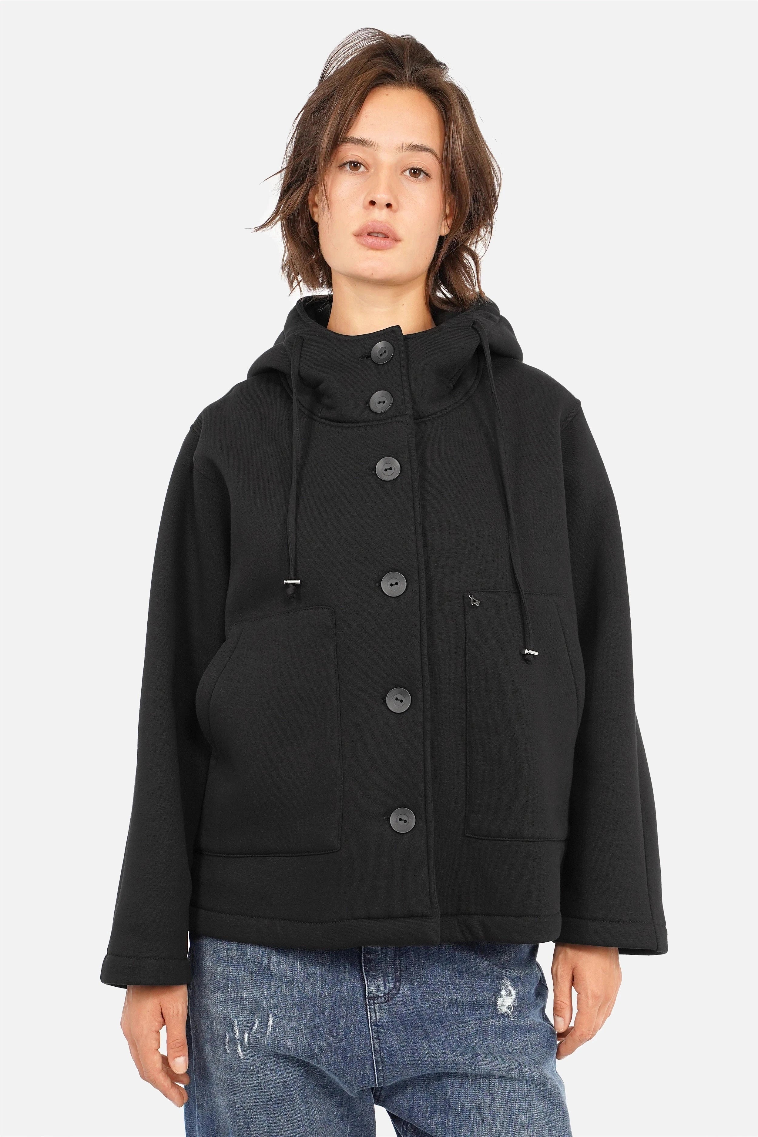 ELFA Sweatjacke mit Kapuze, weicher Jersey, Kordelzug, Känguru-Taschen, Relaxed Fit