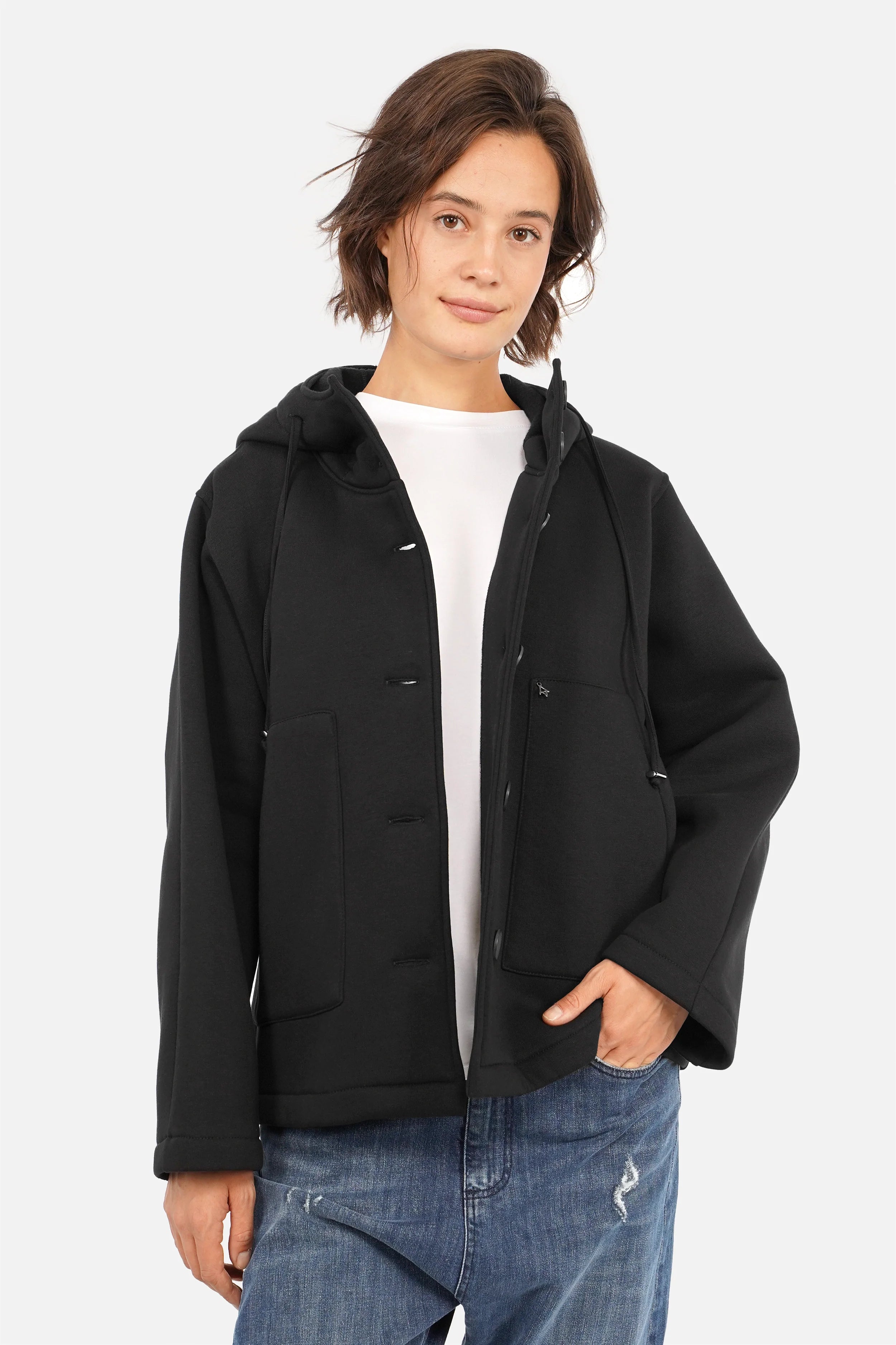 ELFA Sweatjacke mit Kapuze aus weichem Jersey und Kängurutaschen