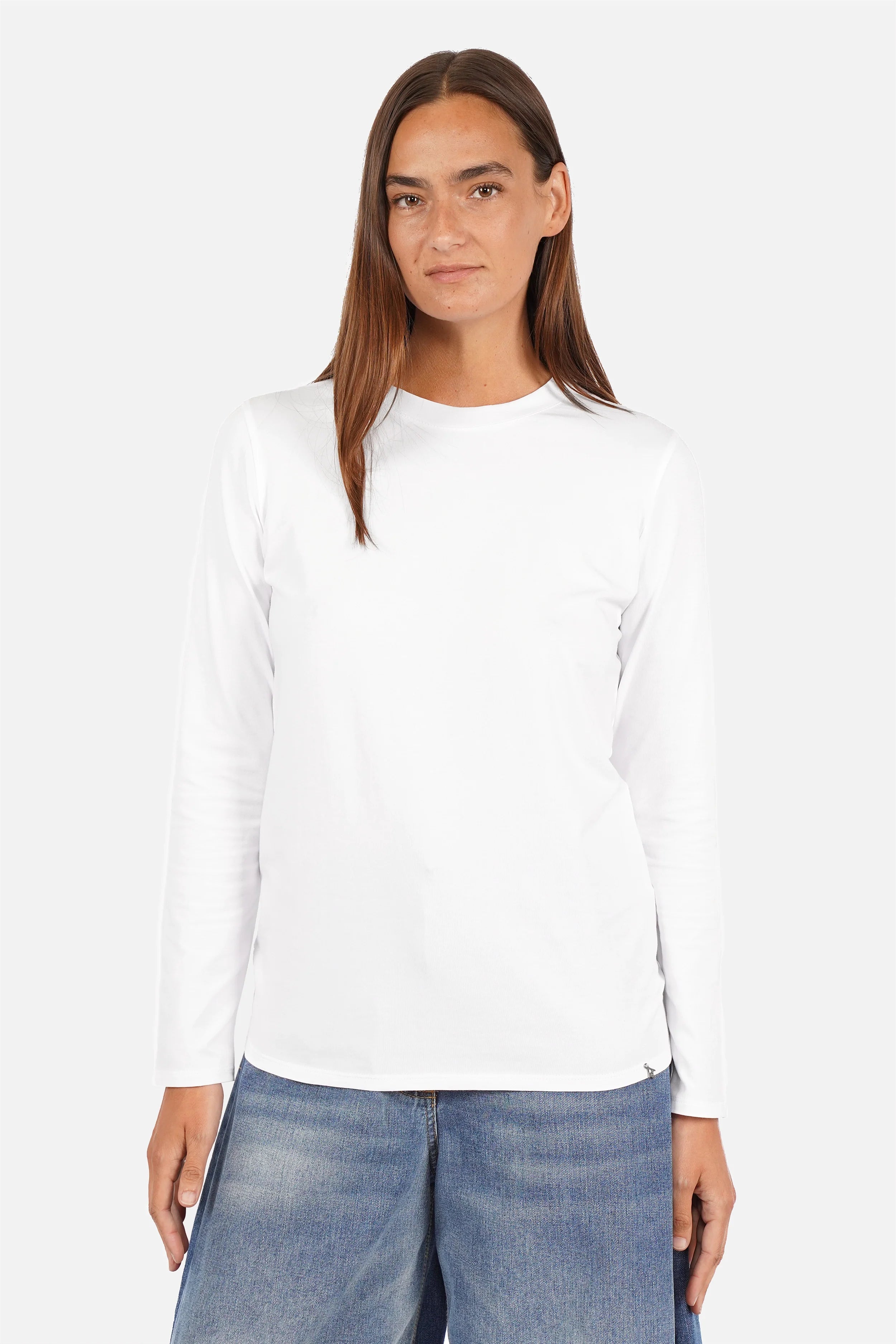ELIN Longsleeve aus weichem Baumwolljersey mit Rundhalsausschnitt und Regular Fit in Größe S