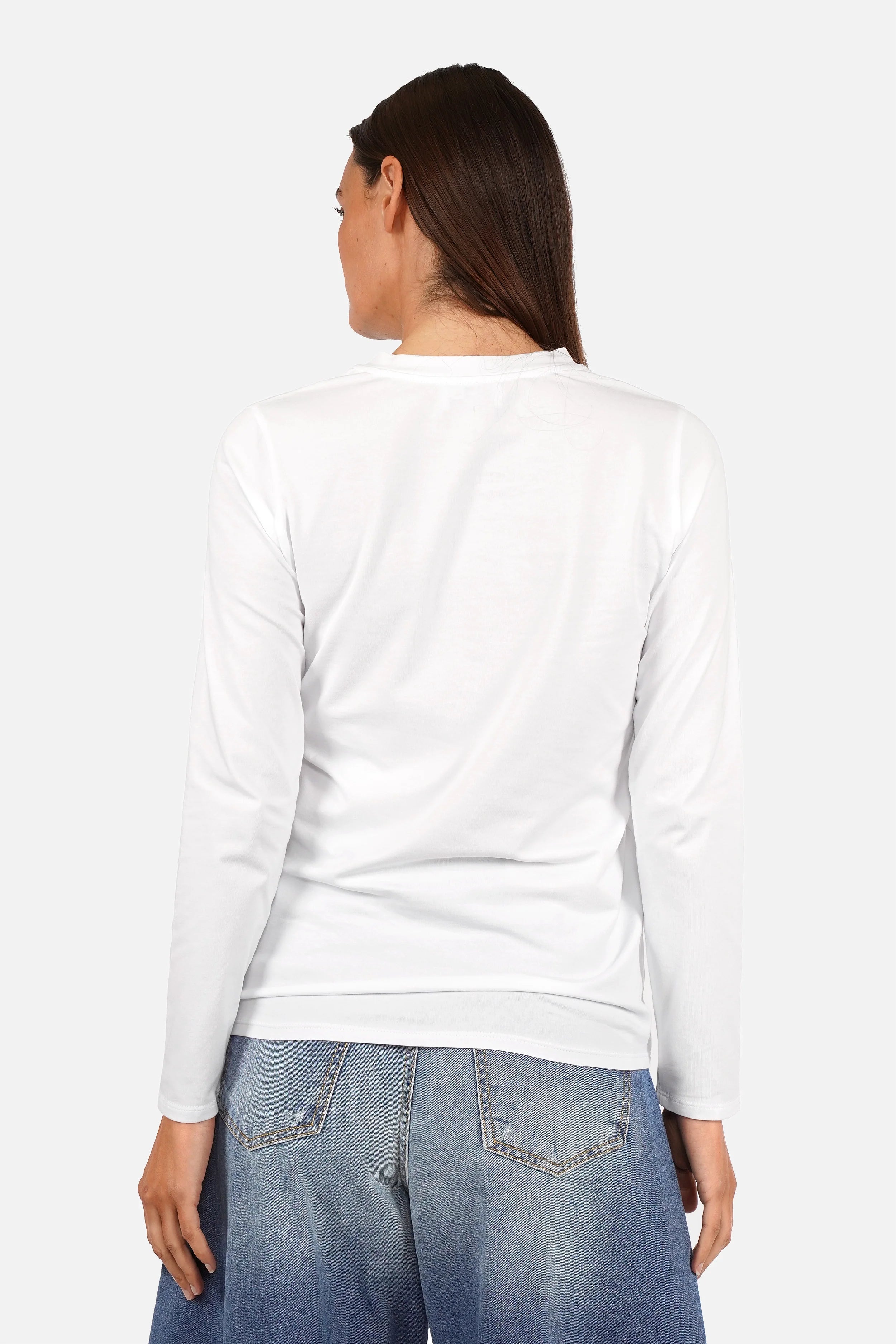 ELIN Longsleeve aus weichem Baumwolljersey mit Rundhalsausschnitt und Regular Fit in Größe S