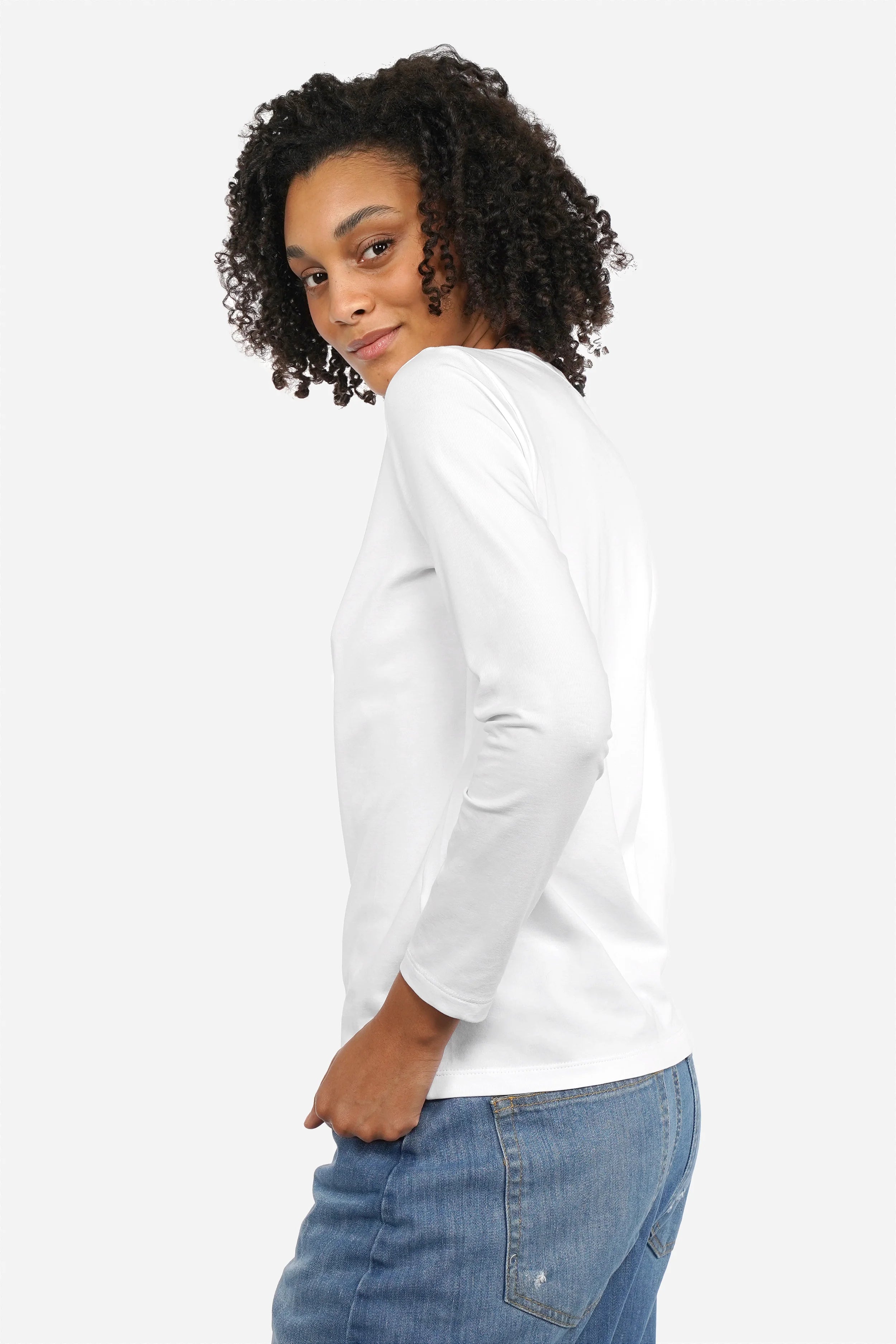 ELIN Longsleeve aus weichem Baumwolljersey mit Rundhalsausschnitt und Regular Fit in Größe S