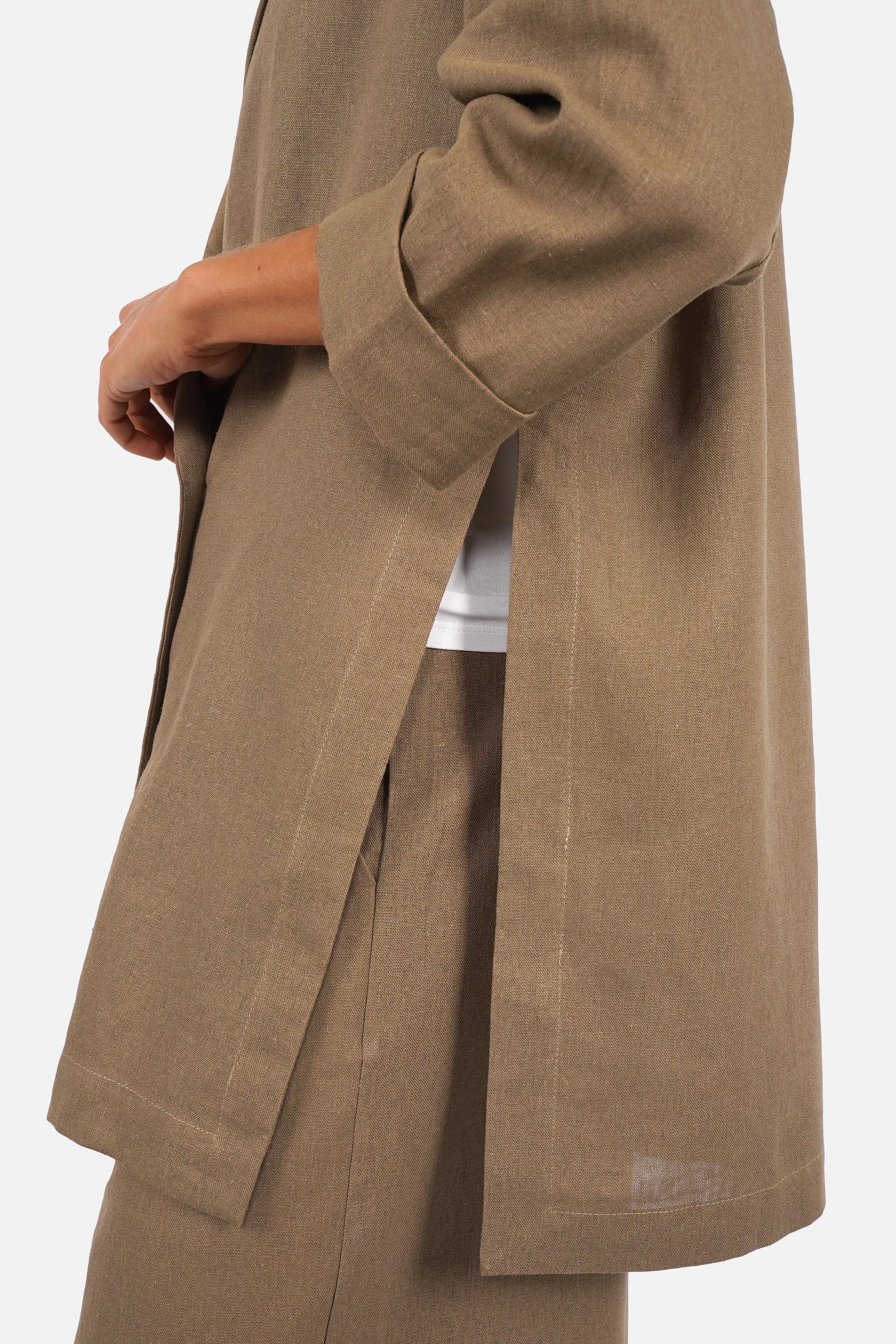 ELODIA Oversized Blazer aus leichtem Leinenmix mit Reverskragen und Doppelreiher Knopfverschluss