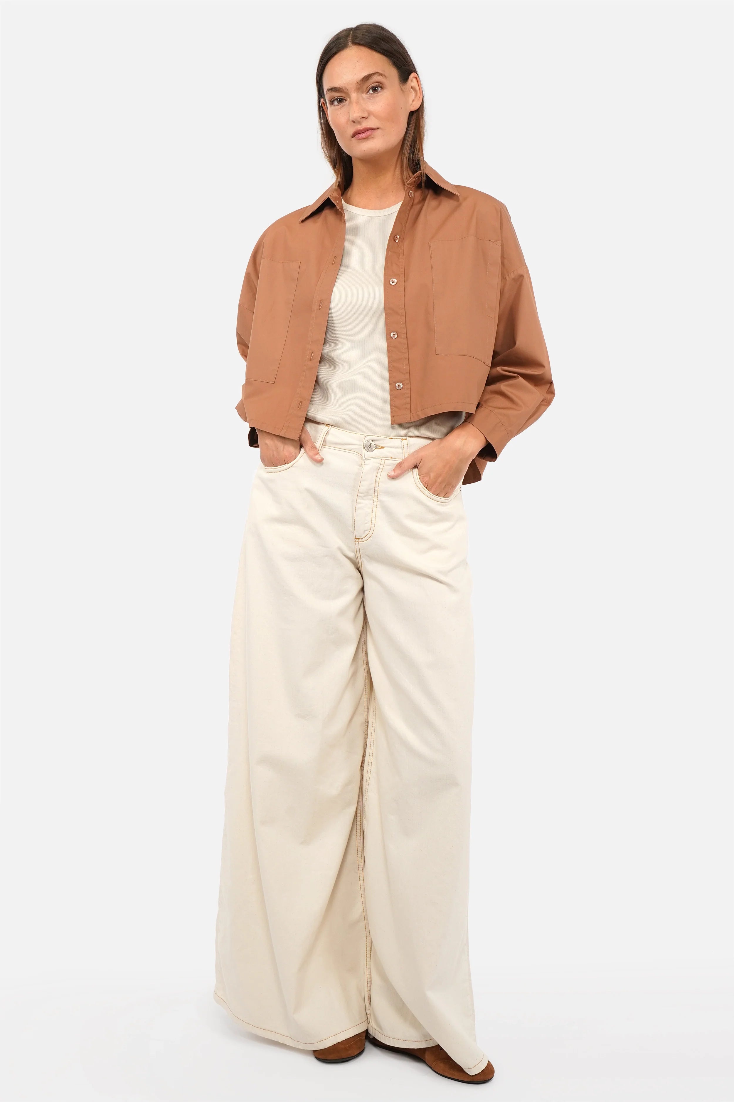 FELIDI Hemdjacke leichte cropped Hemdjacke mit Hemdkragen und Knopfleiste in relaxed fit