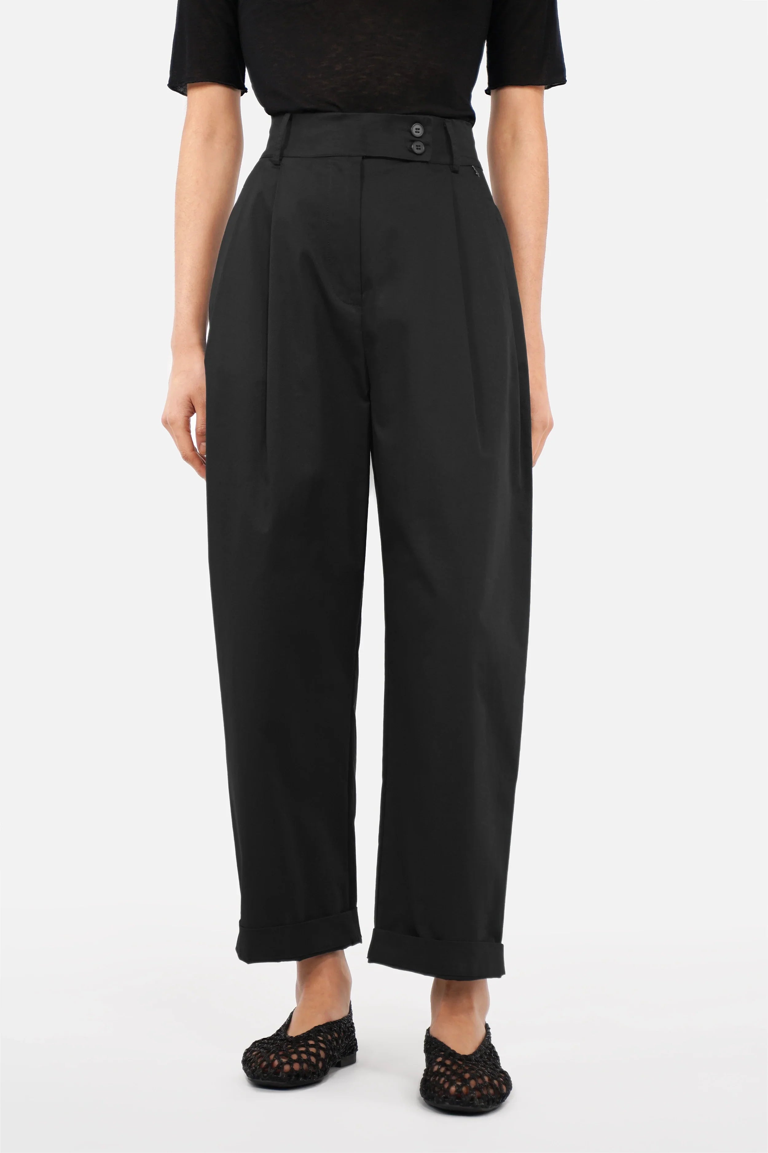 Leichte Barrel-Chino-Hose aus Baumwolle mit modernem Schnitt und elastischem Bund