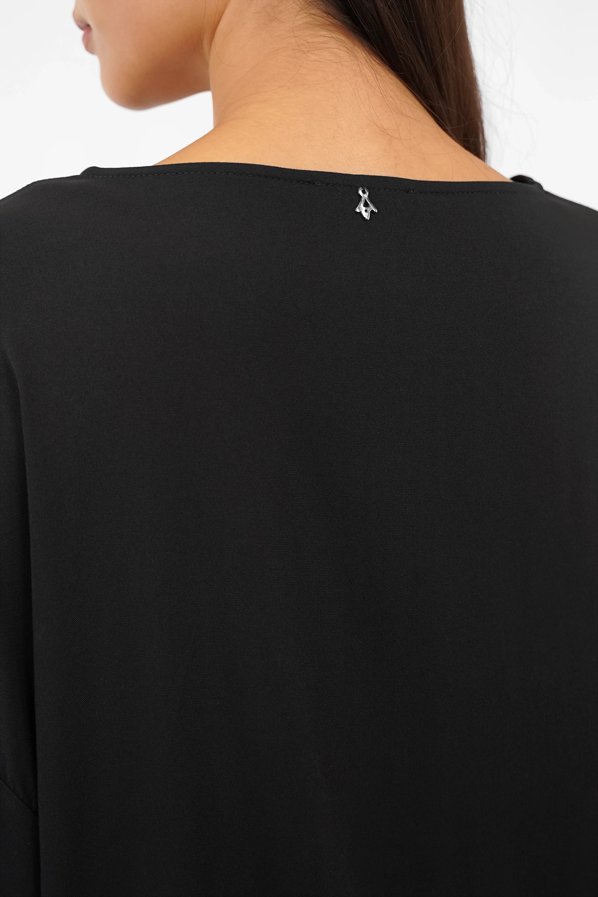 GRETA.K Bluse lockere Twill Viskose Schlupfbluse mit Rundhals und elastischen Ärmeln