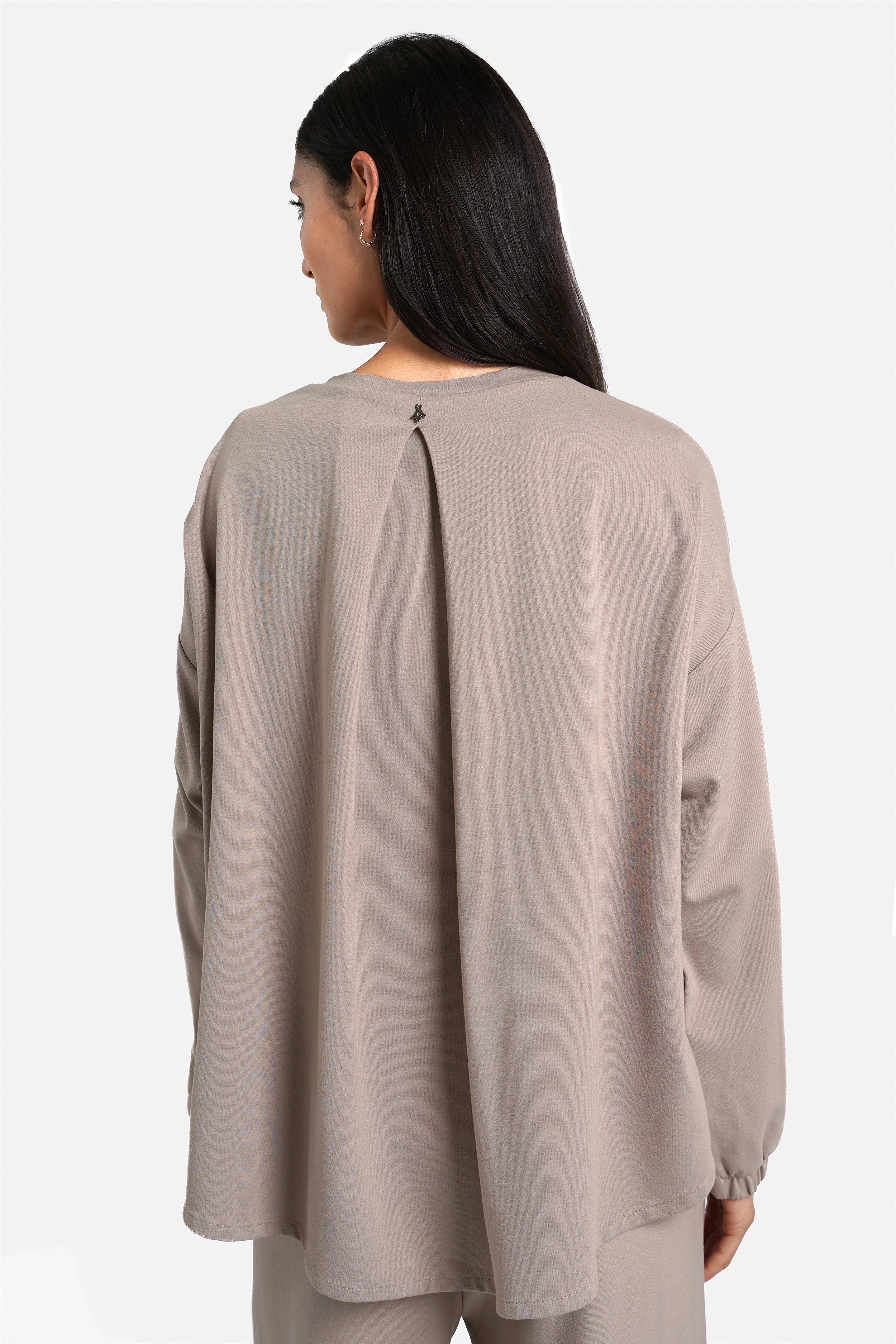 HAGLA Longsleeve aus Viskose-Mix mit Rückenfalte, Rundhalsausschnitt und weitem Schnitt