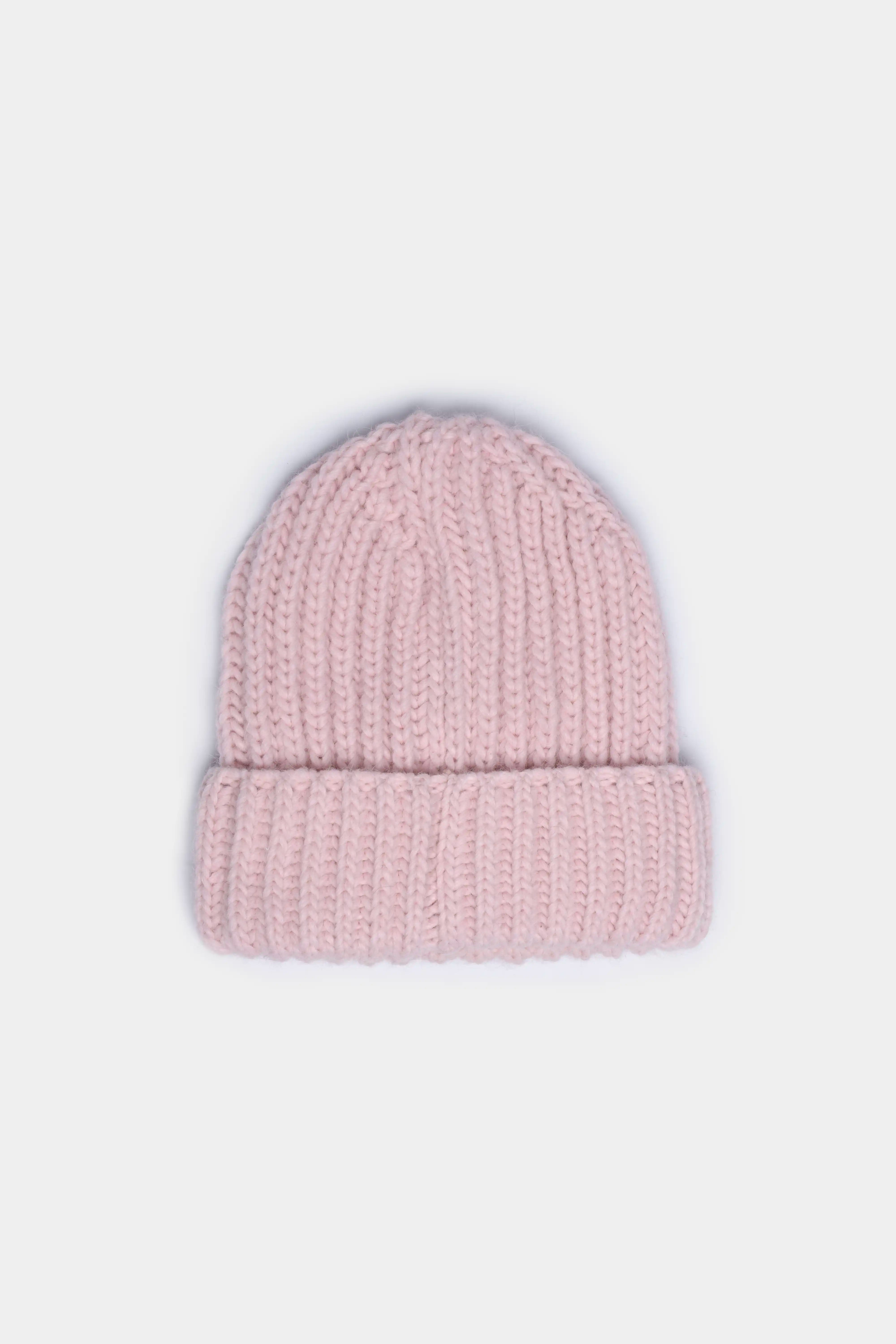 HATY Strickmütze grob gerippte Strickmütze mit breitem Umschlag und Kultfrau-Logo rosa One Size