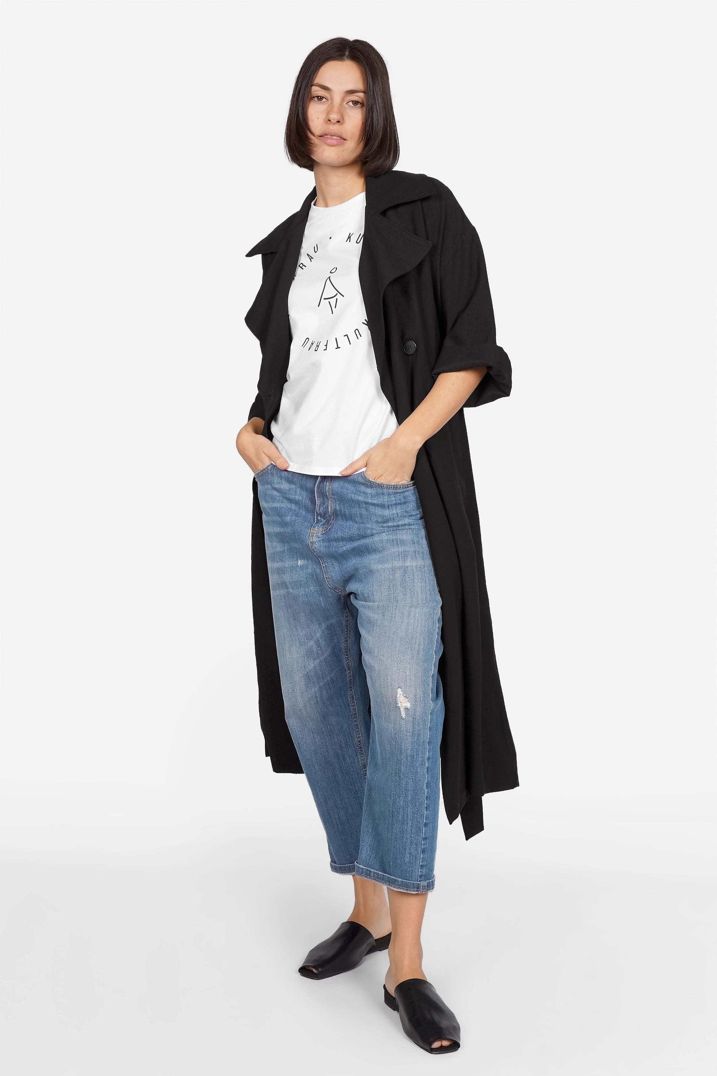 HAZEL Blusenmantel Trenchcoat-Stil mit Reverskragen und Bindegürtel in entspannter Passform
