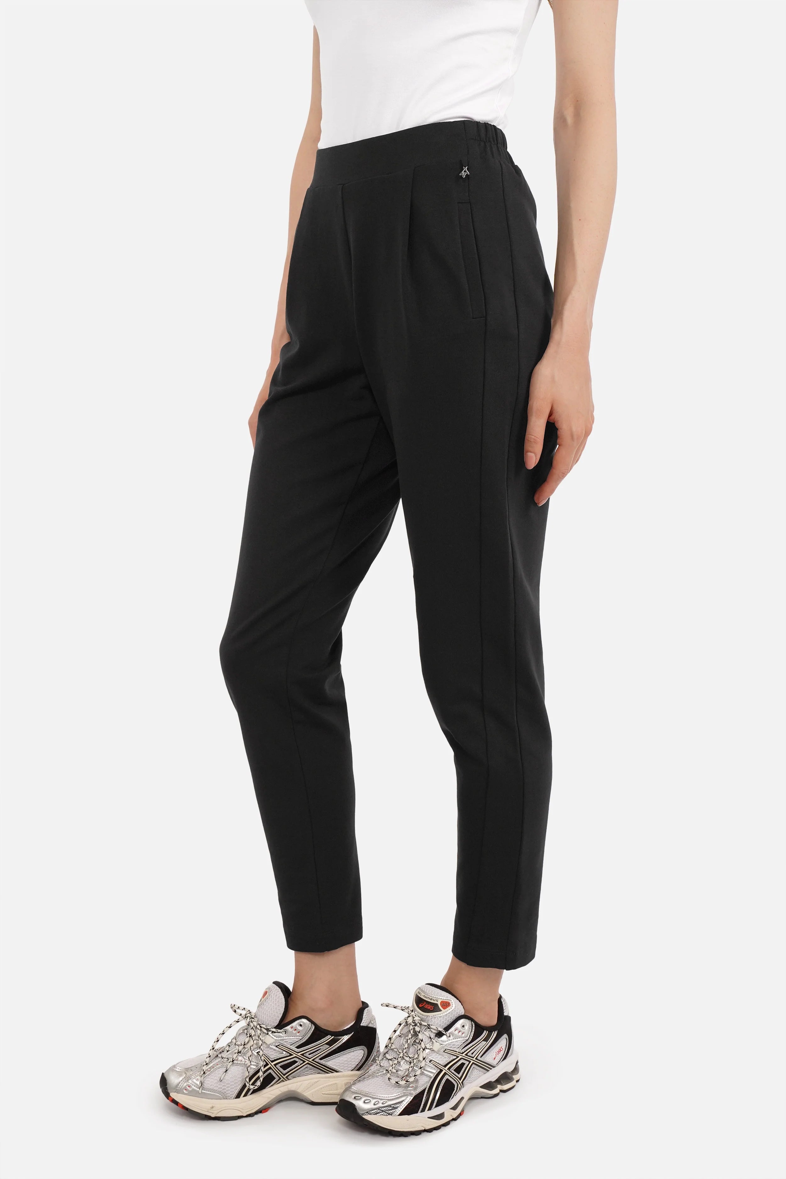 HILLA.K Jerseyhose aus elastischem Baumwollstretch mit mittelhohem Bund und Seitentaschen, regular fit, Bein krempelbar