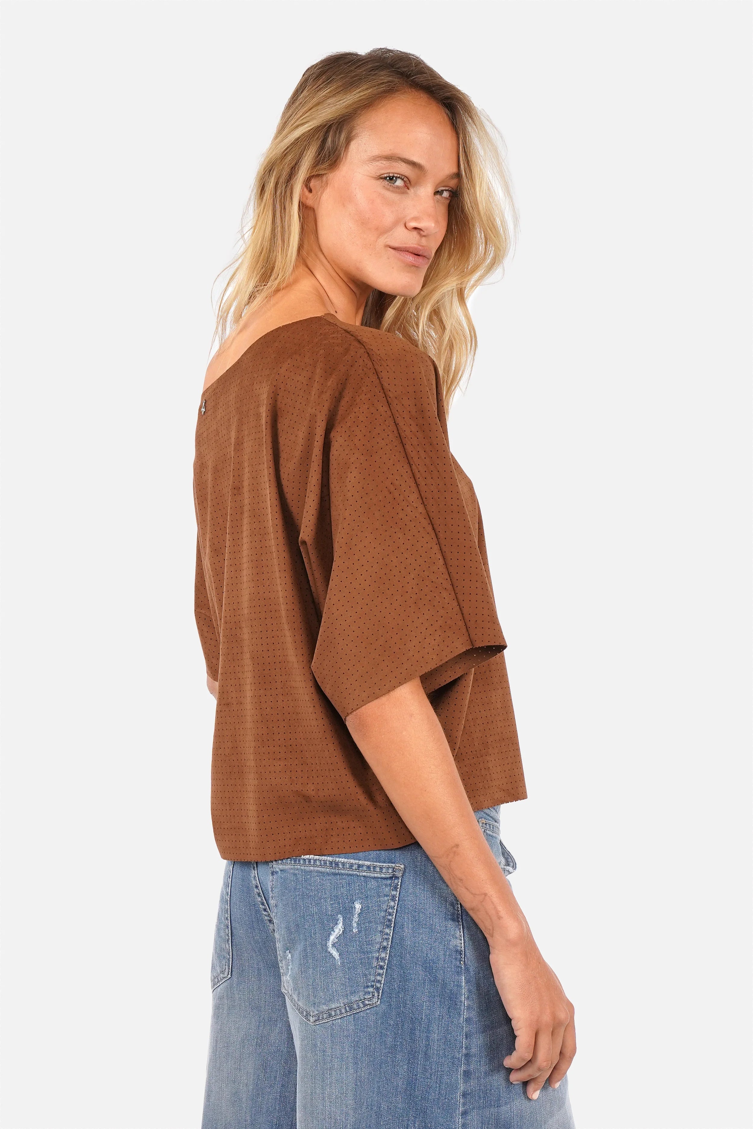 IPSY One Shoulder Oberteil aus Wildlederoptik mit asymmetrischem Ausschnitt und angeschnittenen Ärmeln