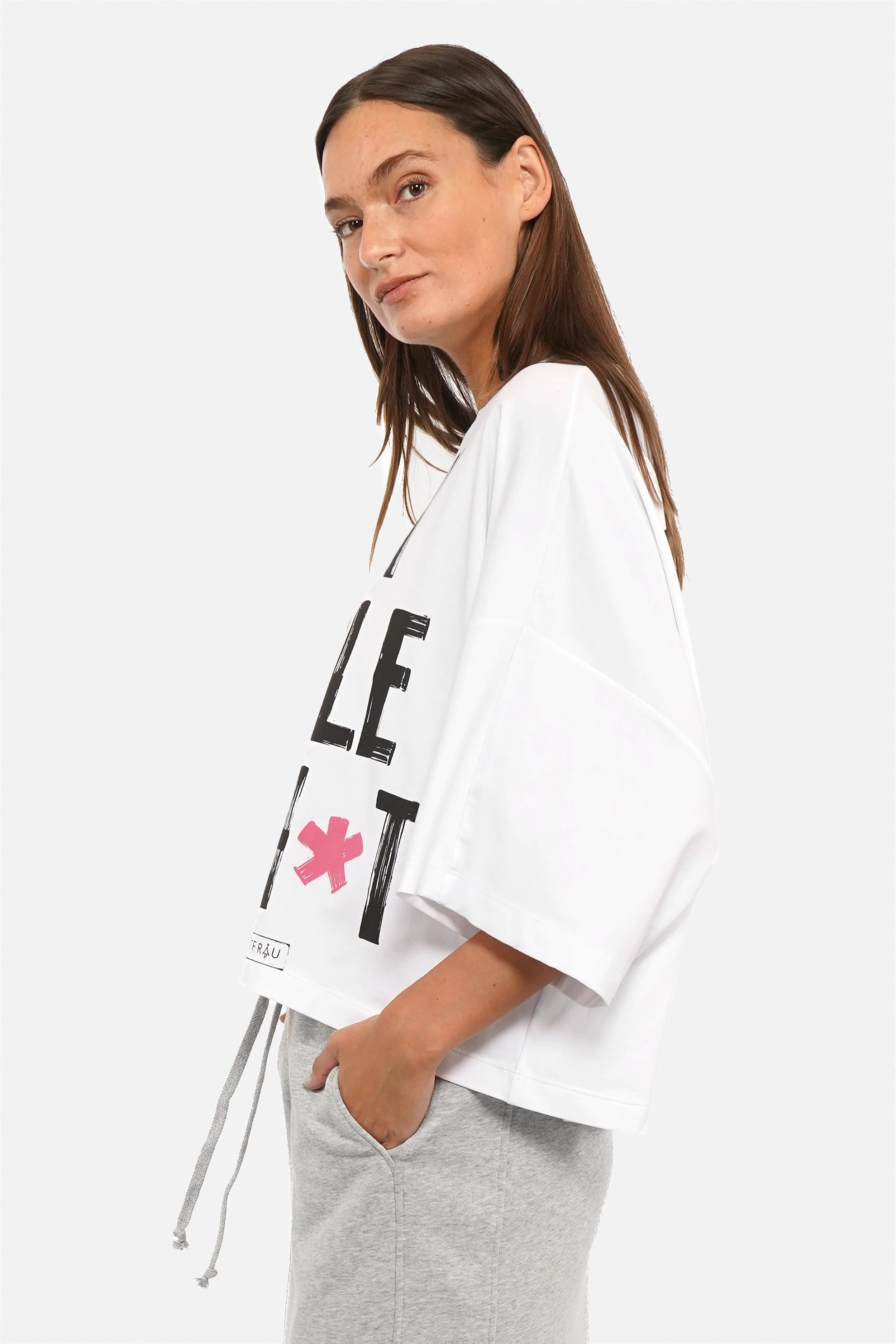 DELUUN T-Shirt mit Print aus weichem Baumwolljersey, oversized Fit und Statement Prints auf Vorder- und Rückseite