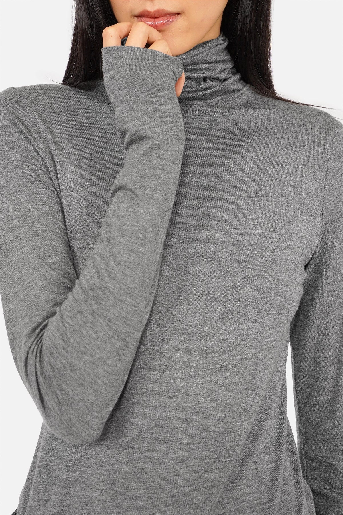 INNEKA long-sleeve top; high roll neck, slim fit, soft viscose jersey