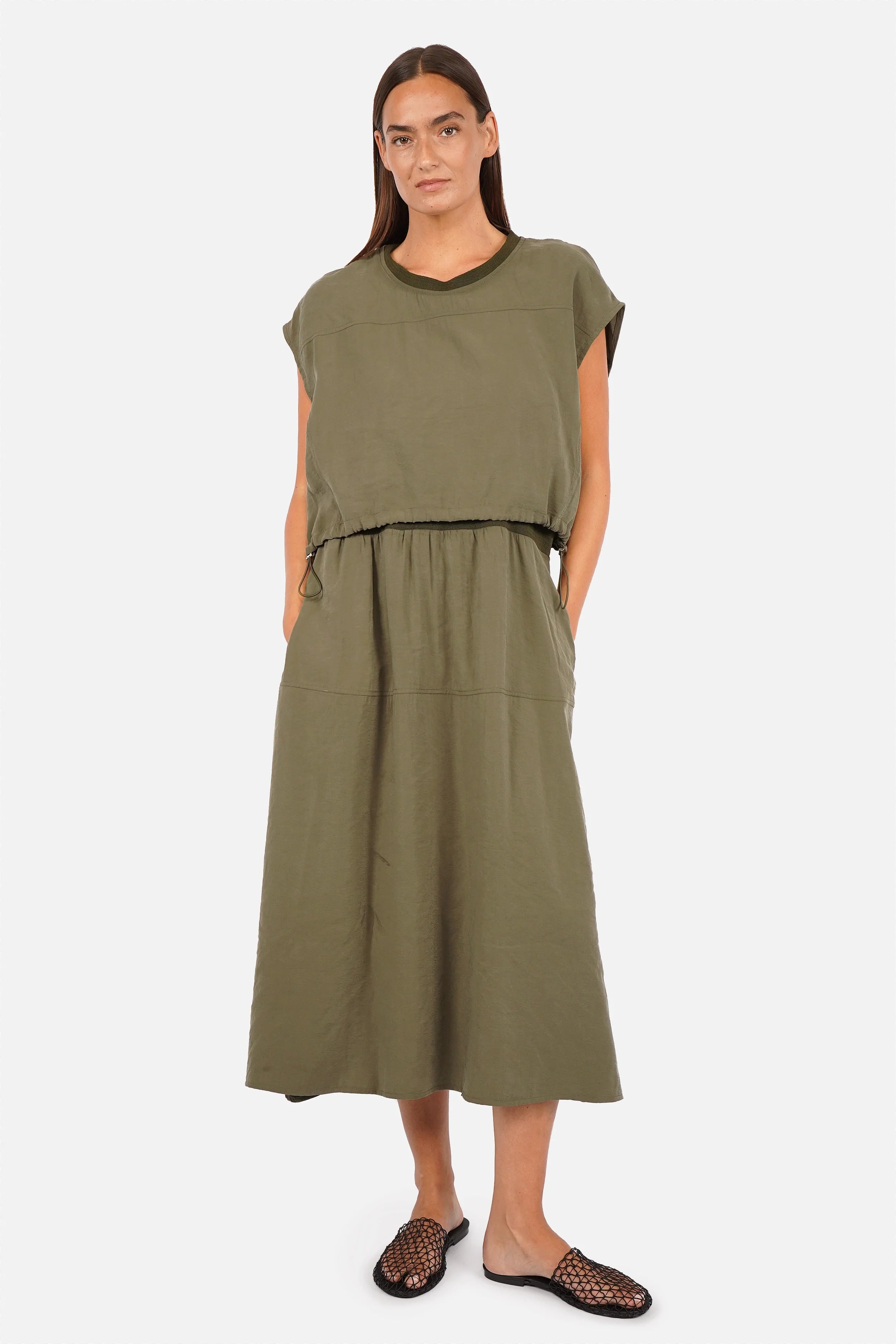 ISKKA Kleid-Set 2-in-1 mit weichem Modal-Mix, verstellbaren Trägern und elastischem Ripp-Bund