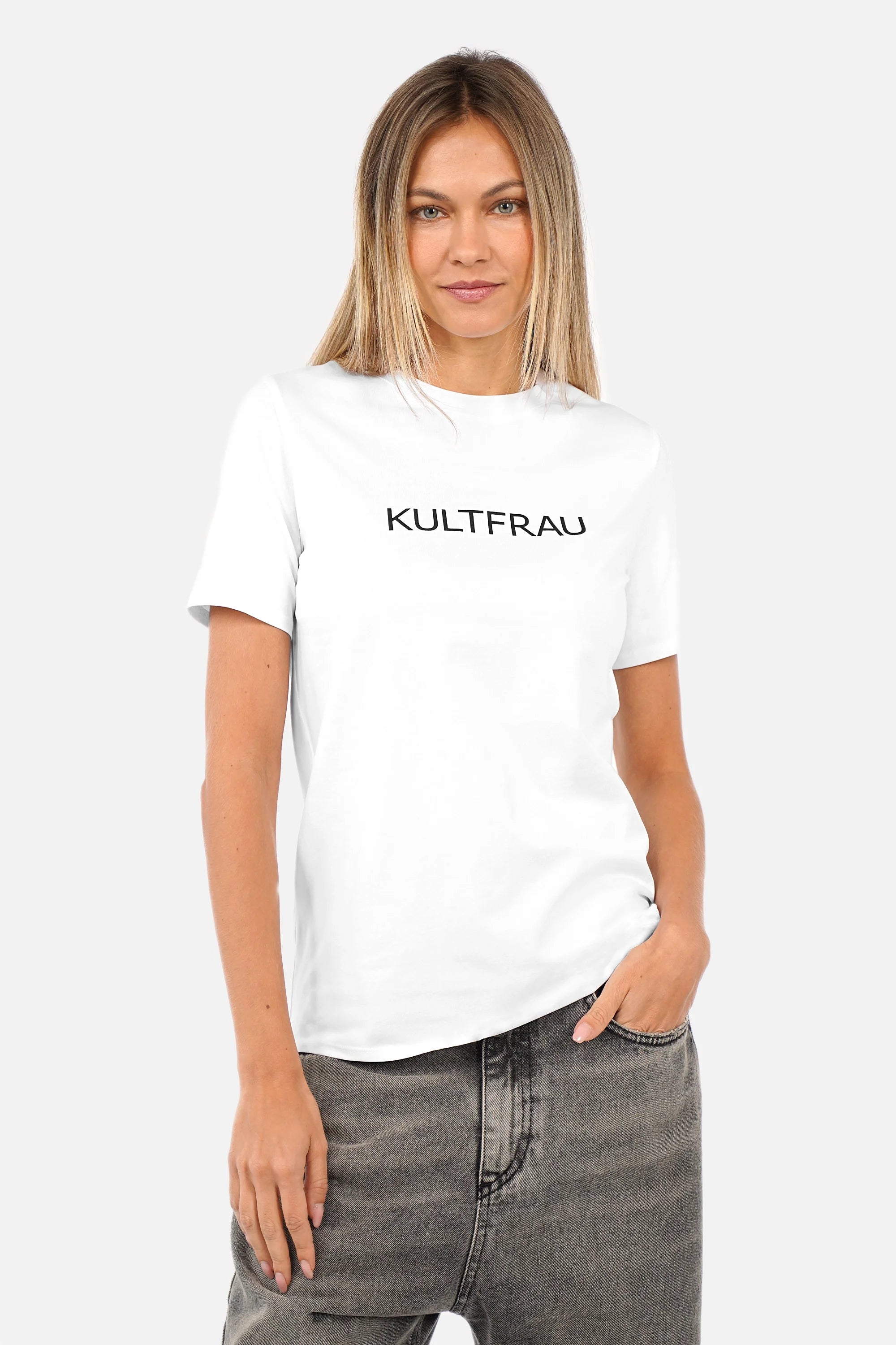 ISY T-Shirt aus weicher Baumwolle mit KULTFRAU-Print und Rundhalsausschnitt