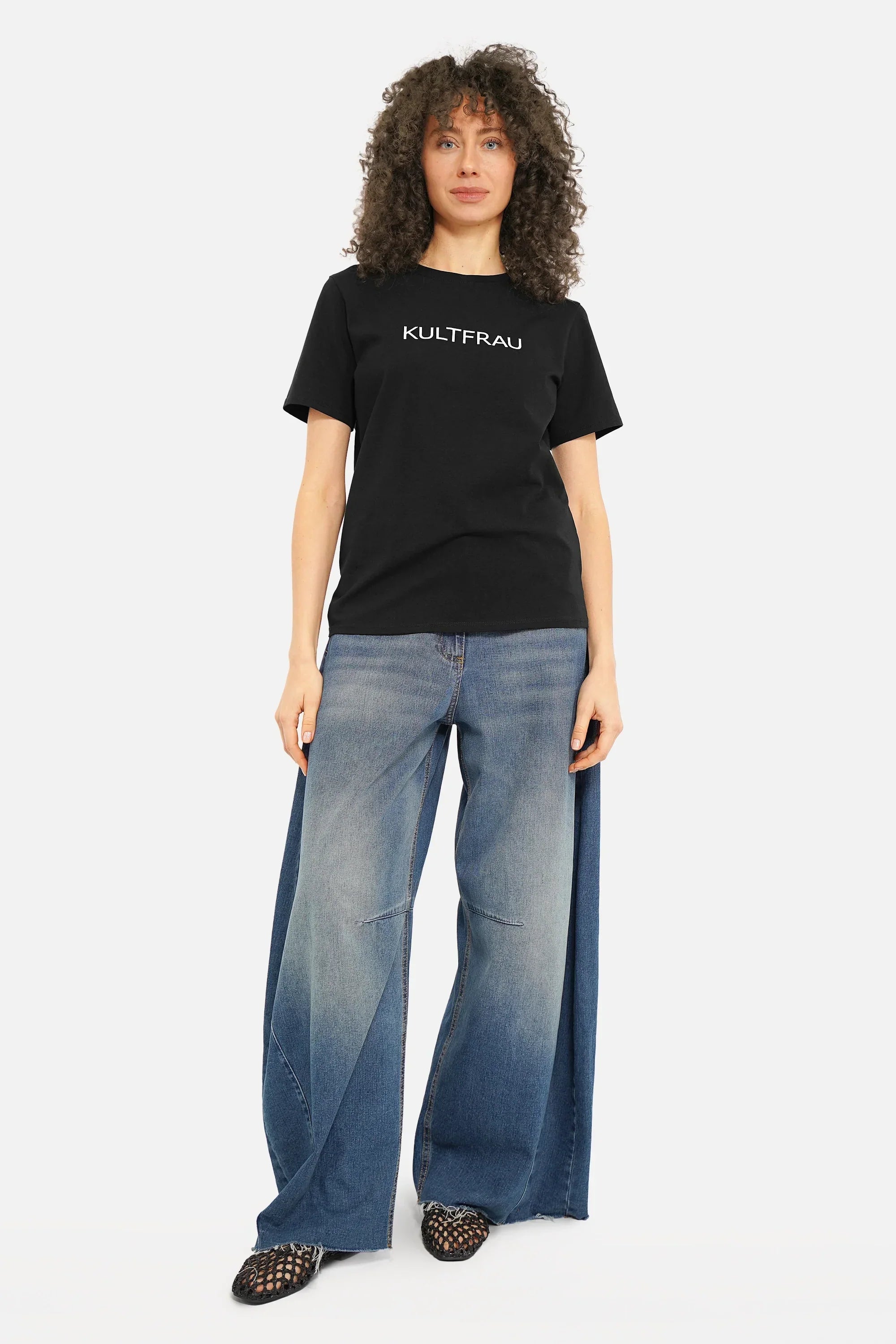 ISY T-Shirt aus weicher Baumwolle mit KULTFRAU-Print und Rundhalsausschnitt
