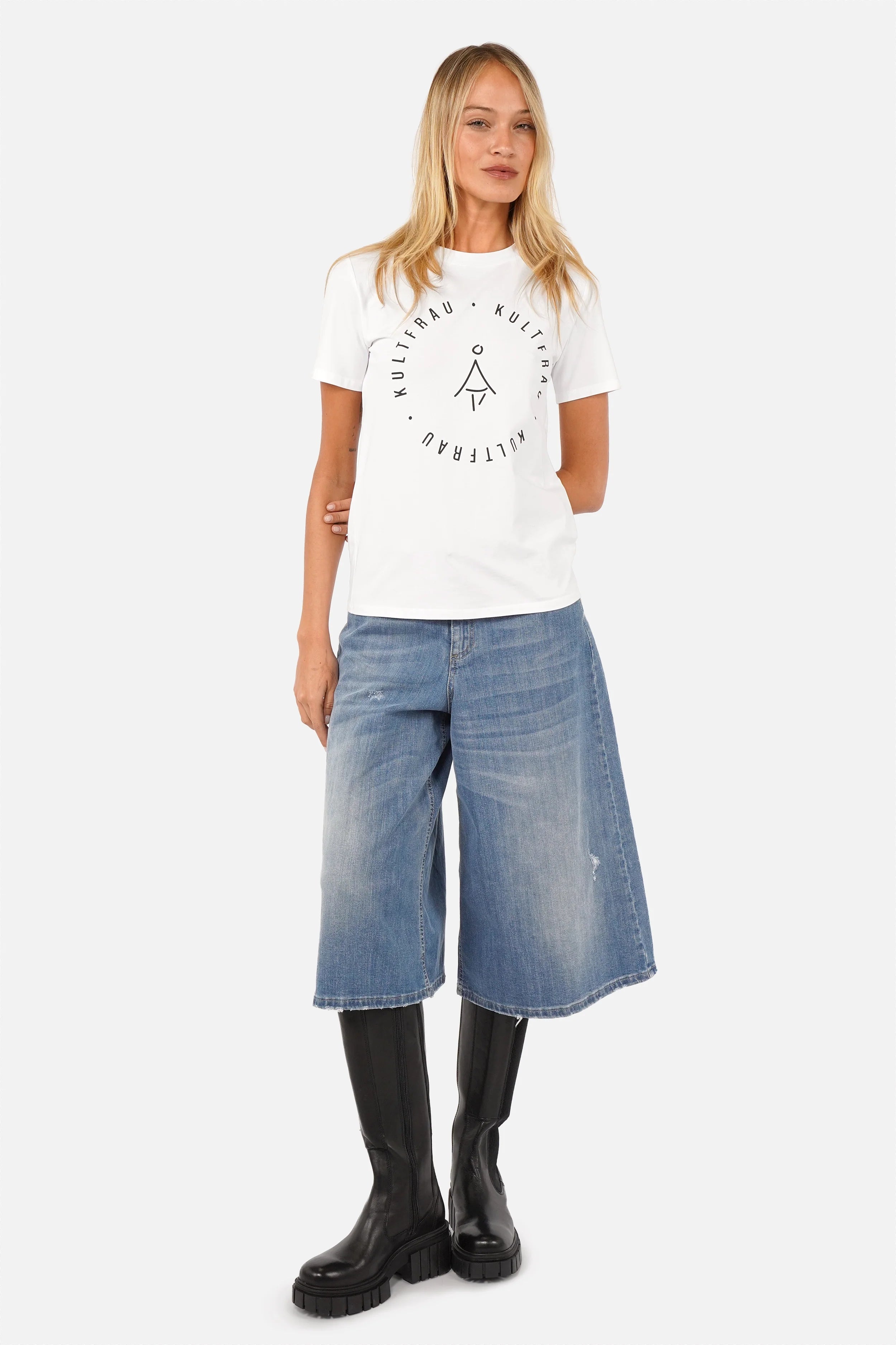ISY T-Shirt aus Baumwolle mit rundem KULTFRAU-Print und Rundhalsausschnitt