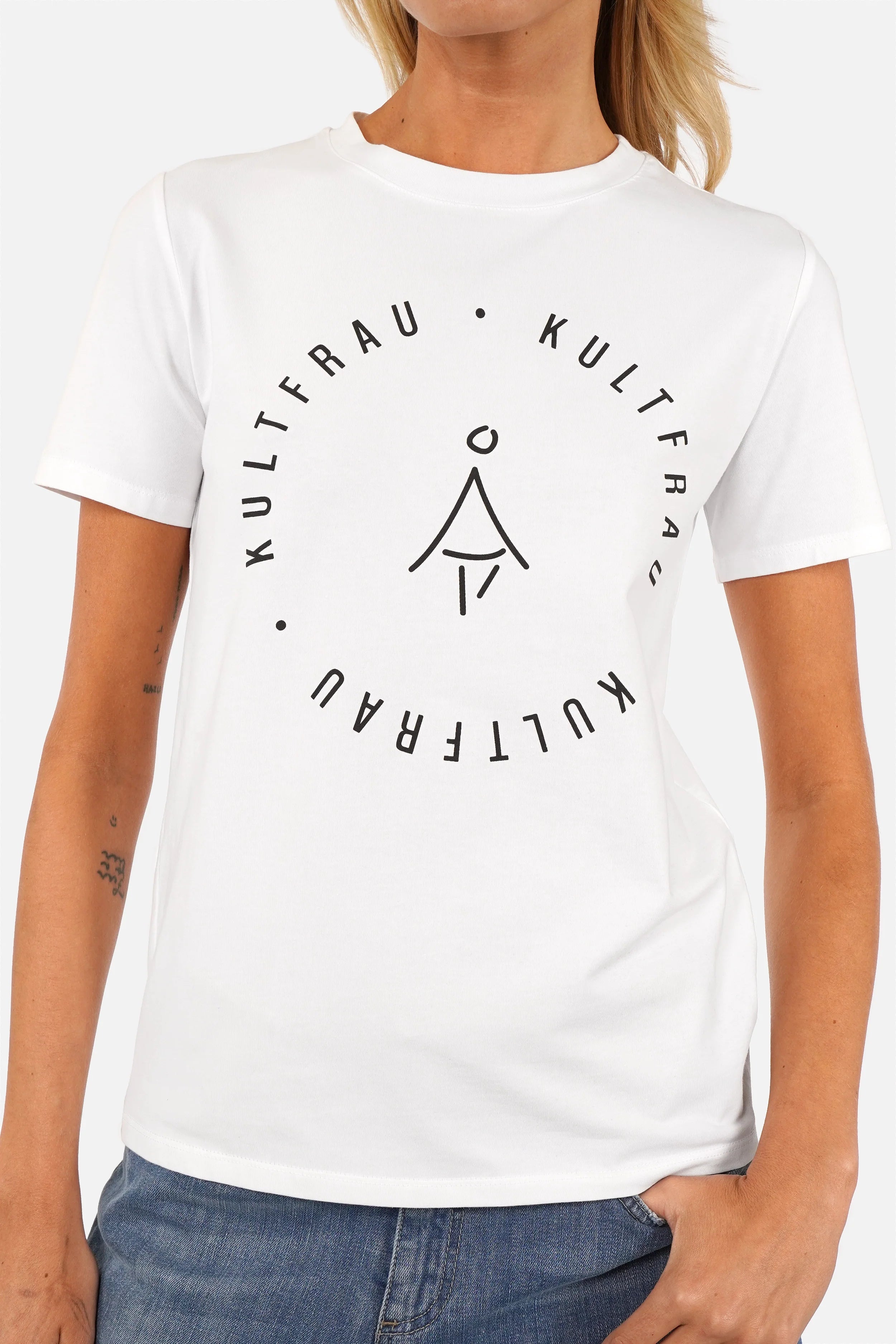 ISY T-Shirt aus weicher Baumwolle mit rundem KULTFRAU-Logo und Regular Fit