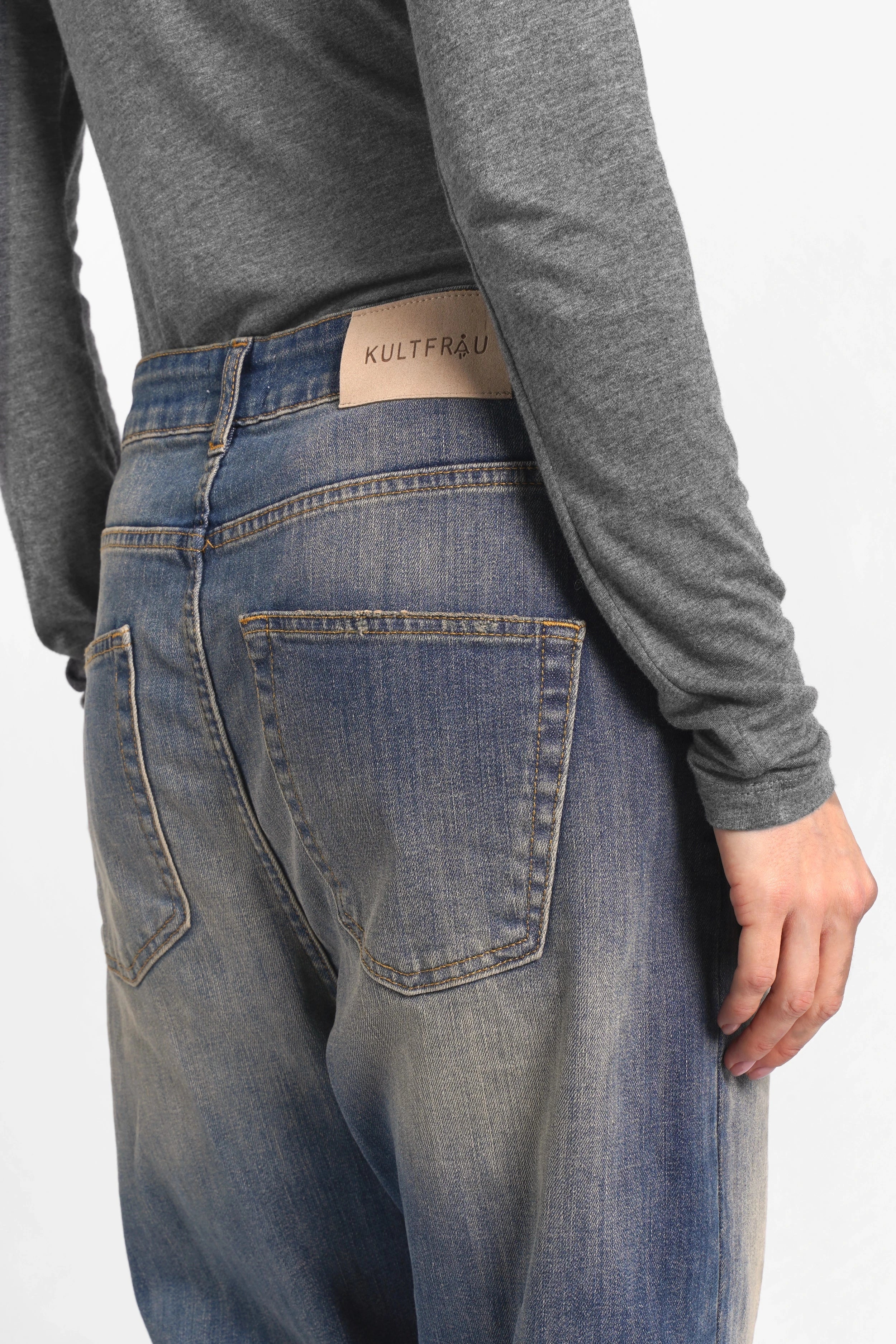 Jeany Baggy Jeans mit tiefem Schritt und Desert Blue Sandblast-Waschung in relaxed Fit