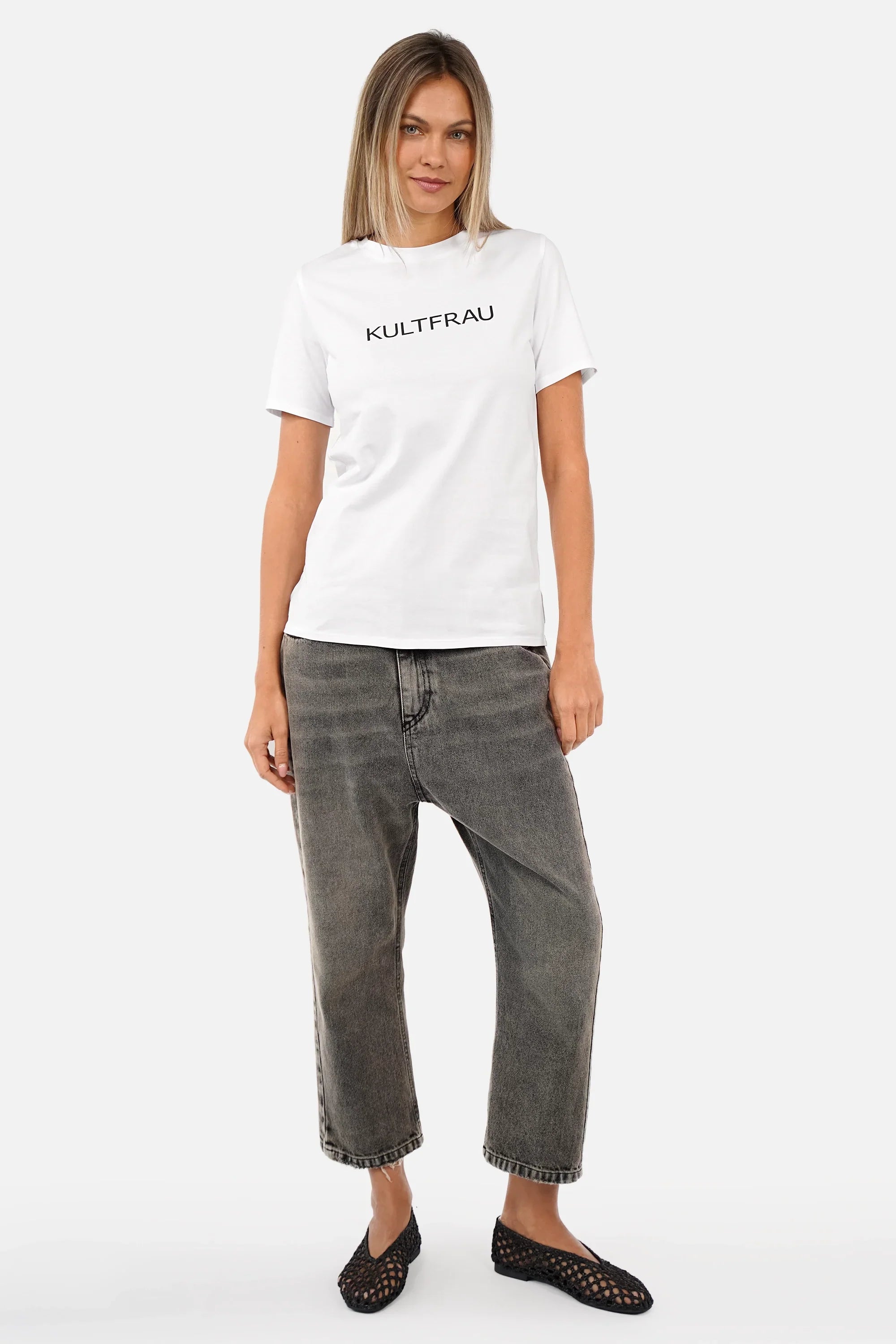 ISY T-Shirt aus weicher Baumwolle mit Rundhalsausschnitt und KULTFRAU-Print in Regular Fit