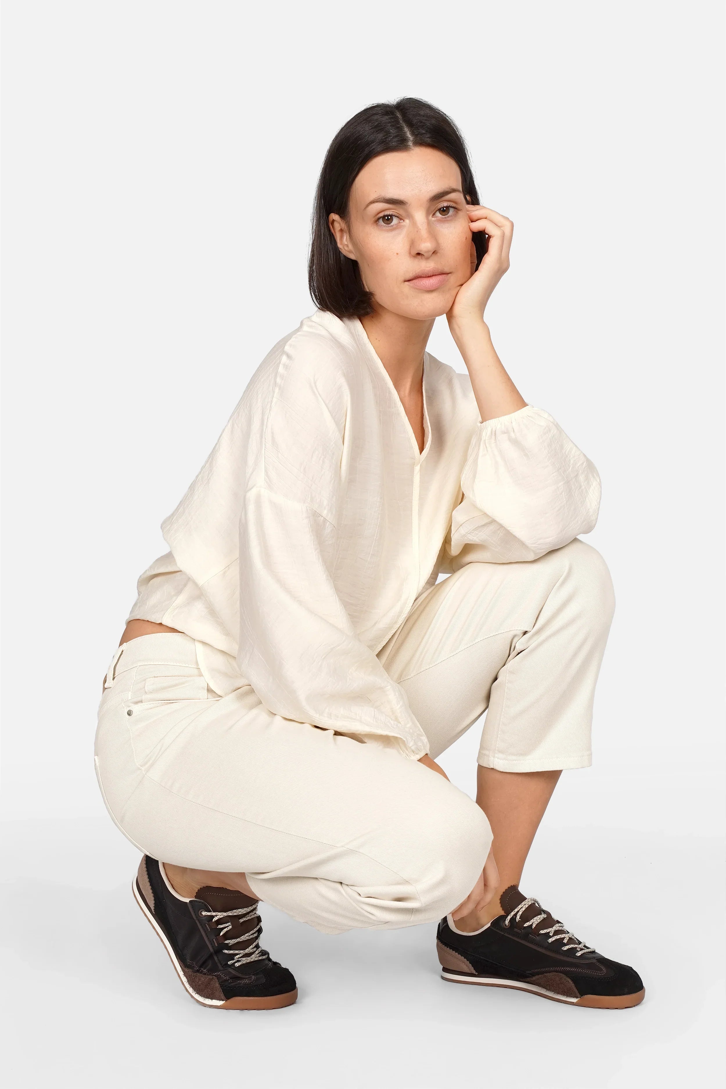 Damen Baggy Jeans mit lockerer Passform und Boyfriend-Look aus italienischem Denim