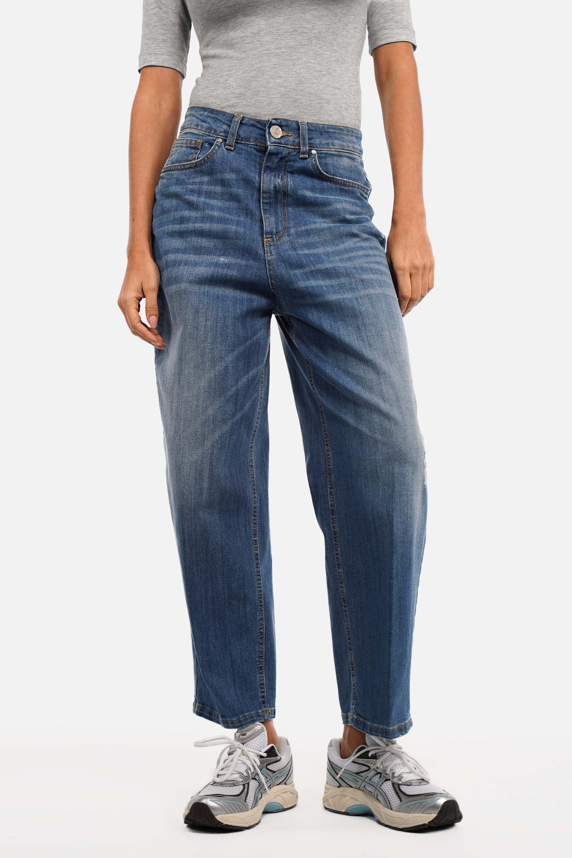 Loose-Fit Jeans High Waist in Urban Blue mit weitem Bein und weicher Denim-Haptik