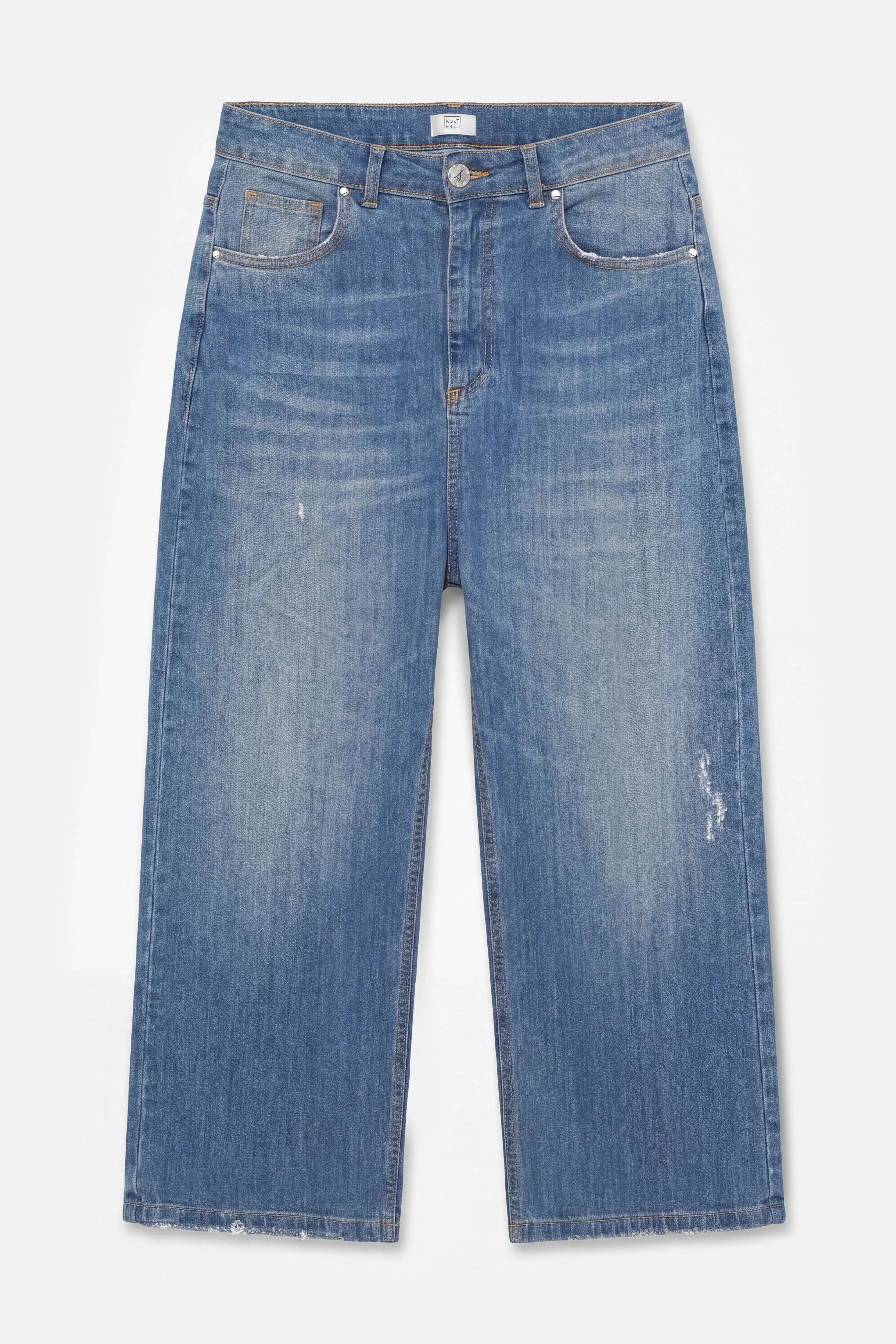 Mittelblaue JENYA Baggy Jeans mit Destroyed-Waschung und entspanntem Schnitt
