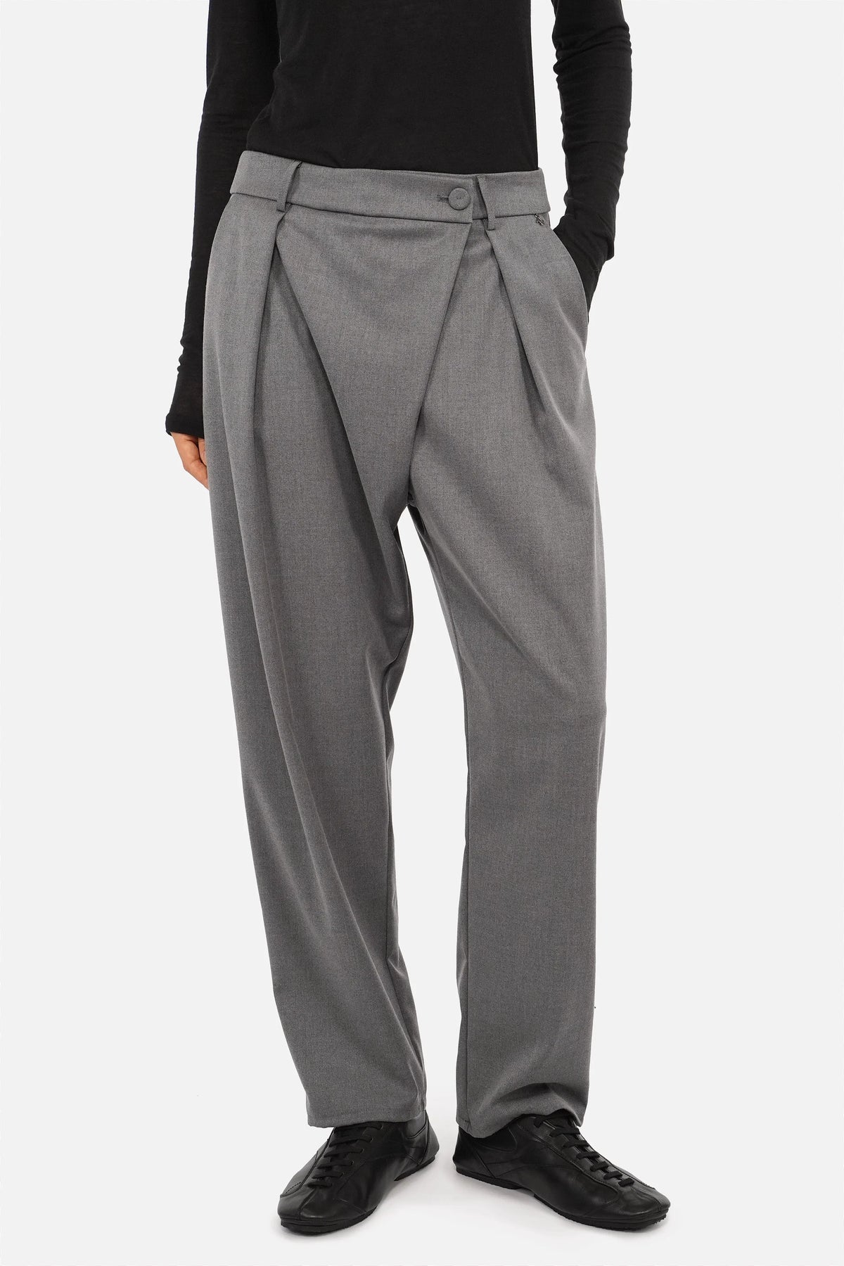 JORELIE Hose mit asymmetrischem Bund aus weich fließendem Viskose-Mix und seitlichen Eingrifftaschen