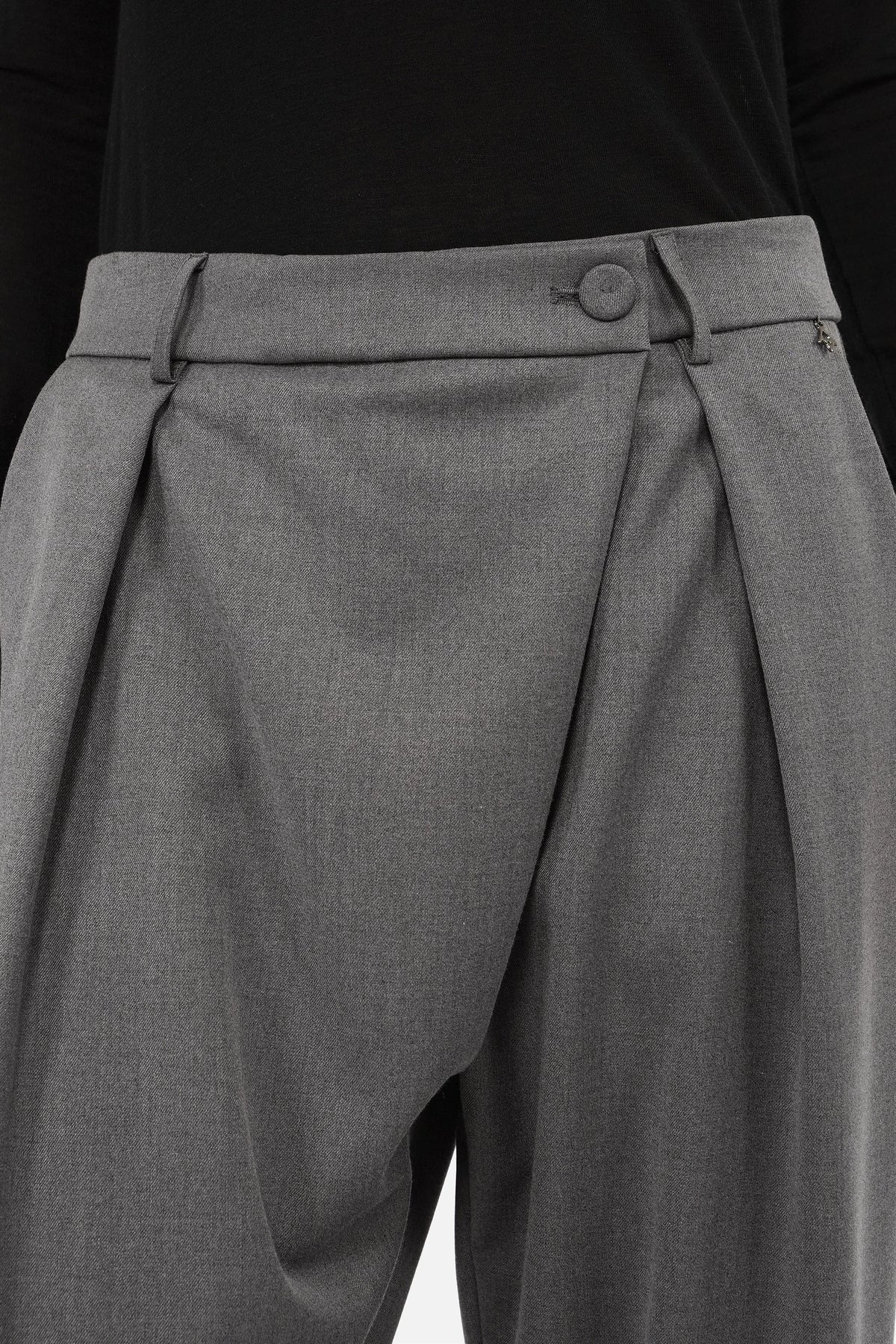 JORELIE Hose mit asymmetrischem Bund aus weich fließendem Viskose-Mix und seitlichen Eingrifftaschen