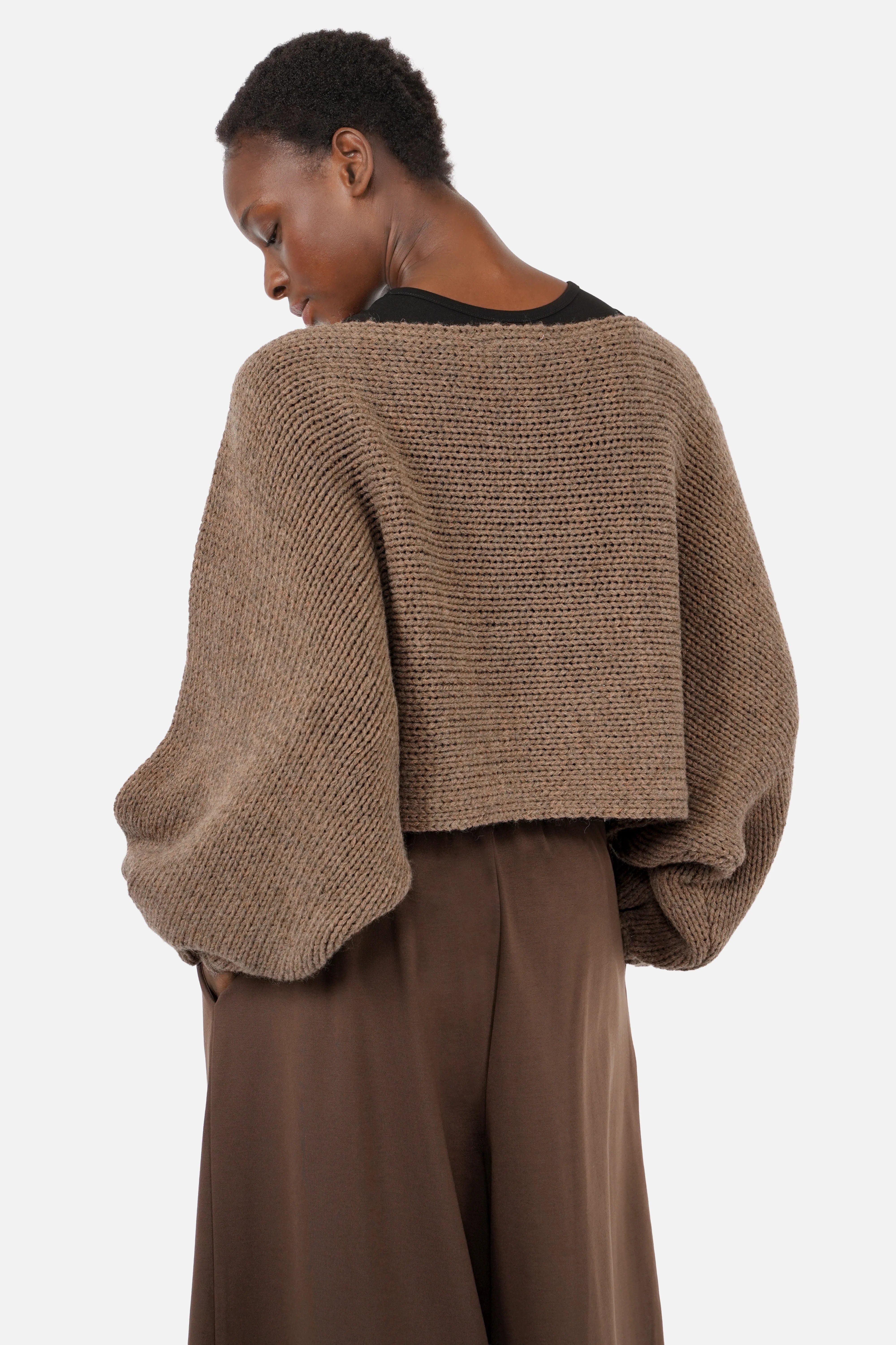 JULINA Grobstrick-Pullover mit Ballonärmeln und Oversized Fit in kastiger Silhouette