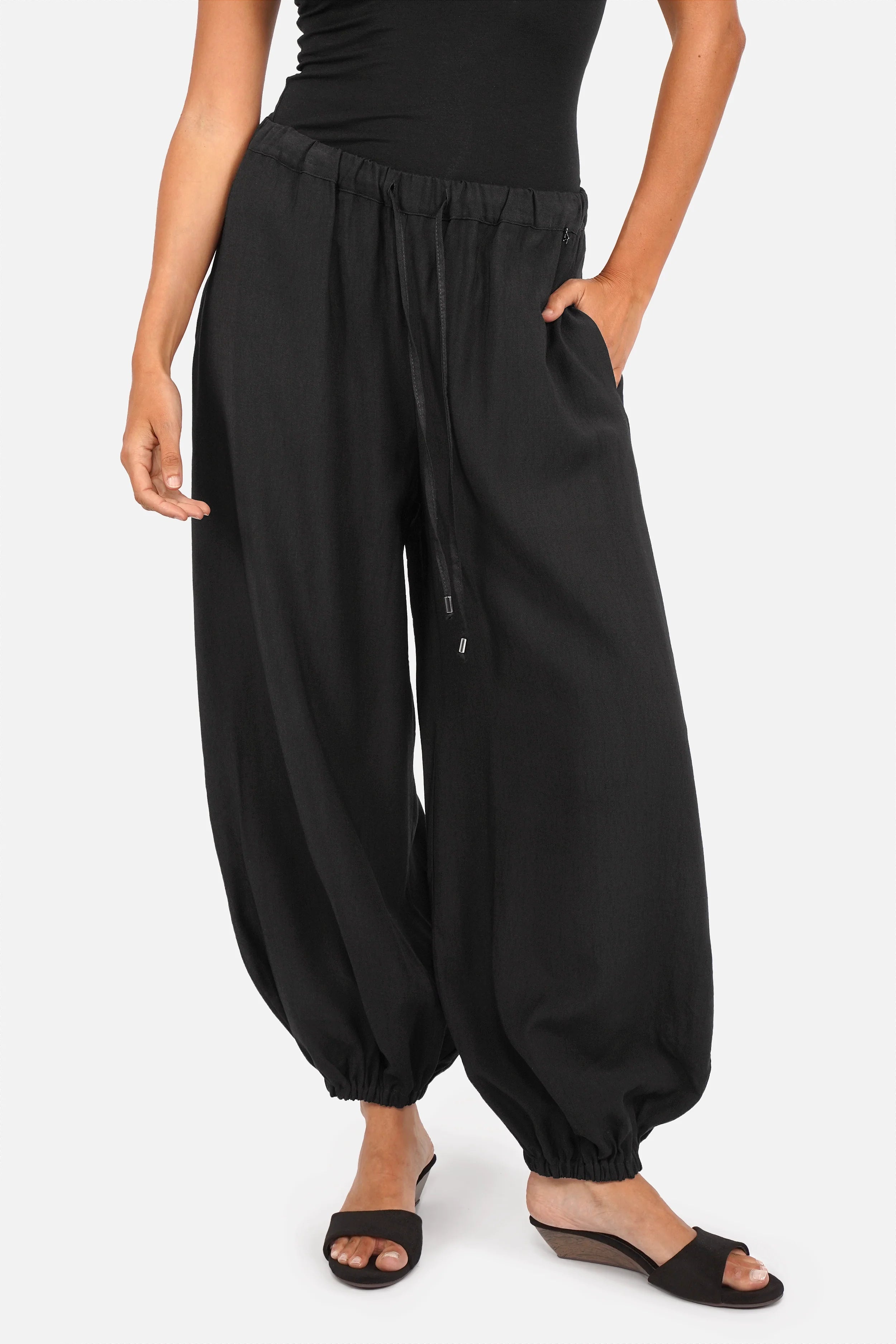 KEANA Pumphose leichte Viskosehose mit Gummibund und seitlichen Taschen