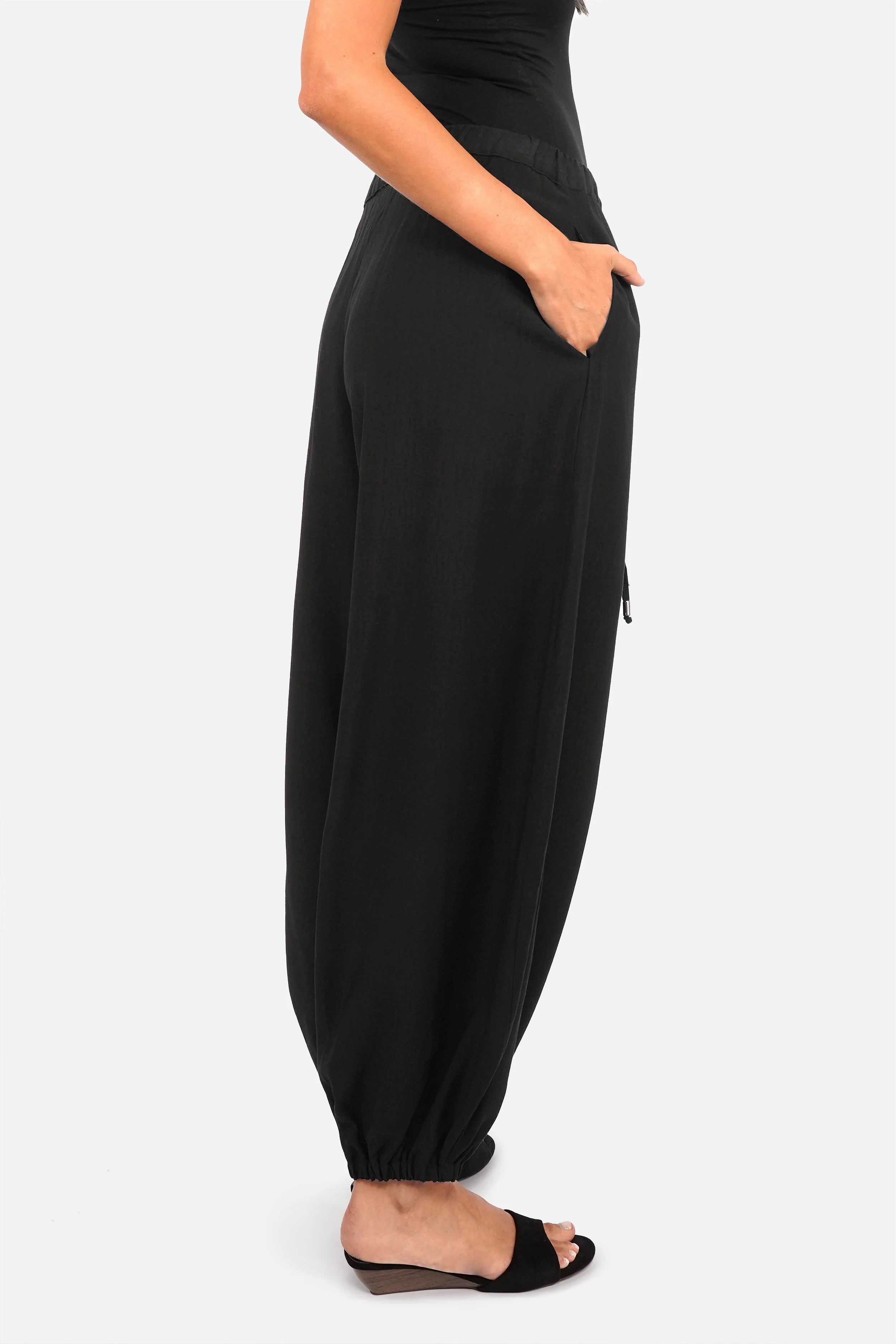 KEANA Pumphose leichte Viskose Hose mit Gummibund und Taschen