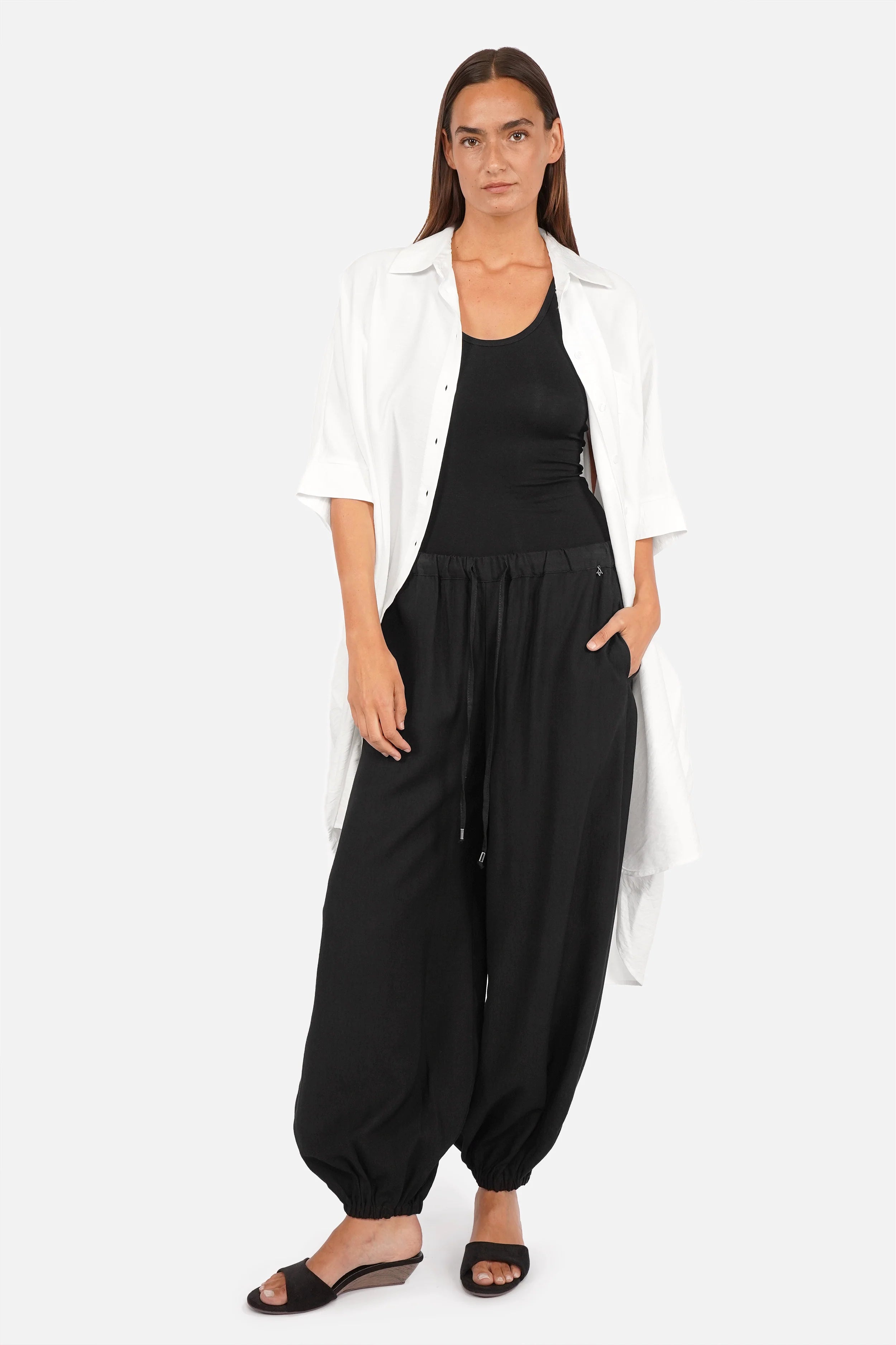 KEANA Pumphose leichte Viskosehose mit Gummibund und Seitentaschen in Regular Fit