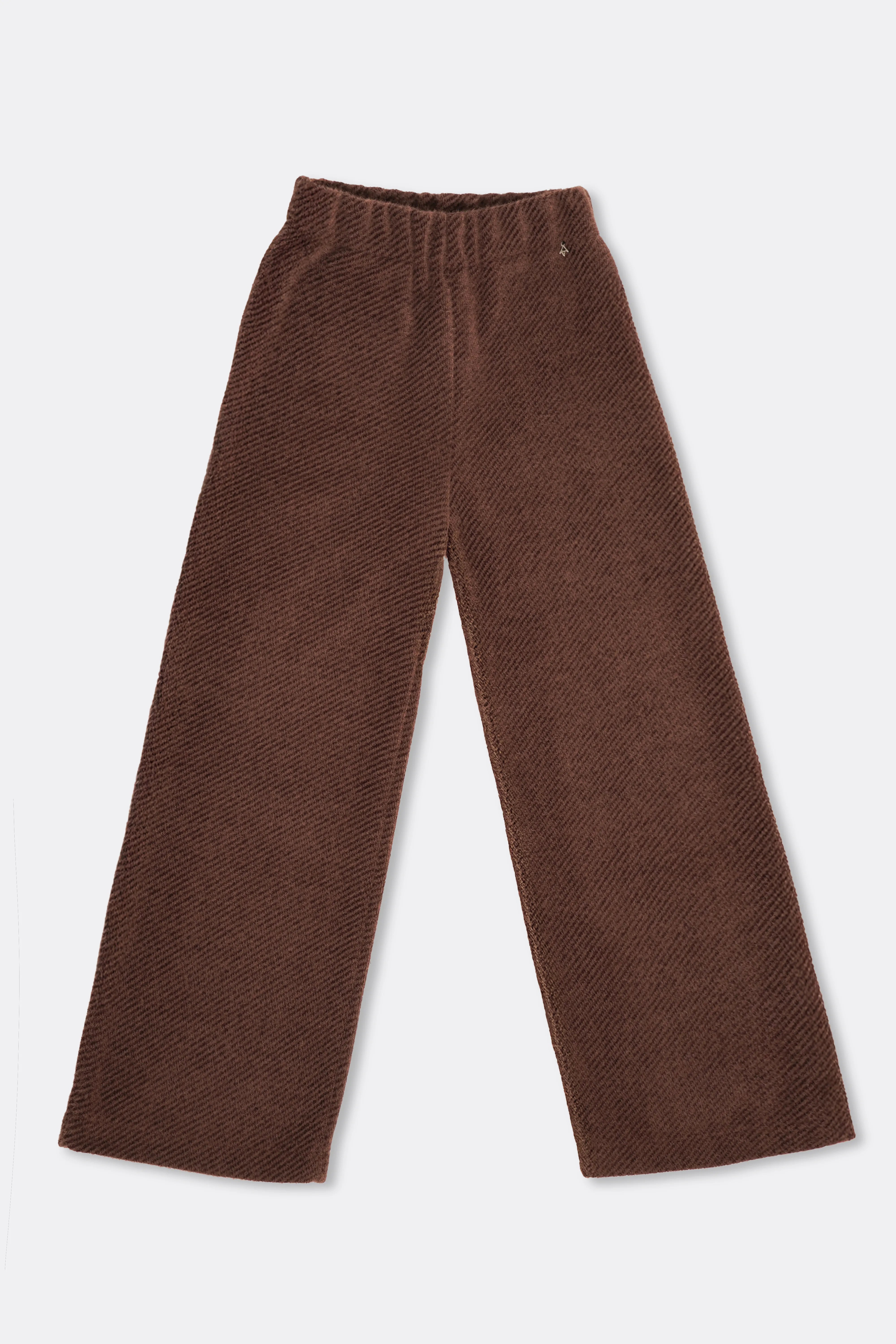 KELYA Wide Leg Hose braun mit samtig-weicher Effektgarn-Struktur und elastischem Bund