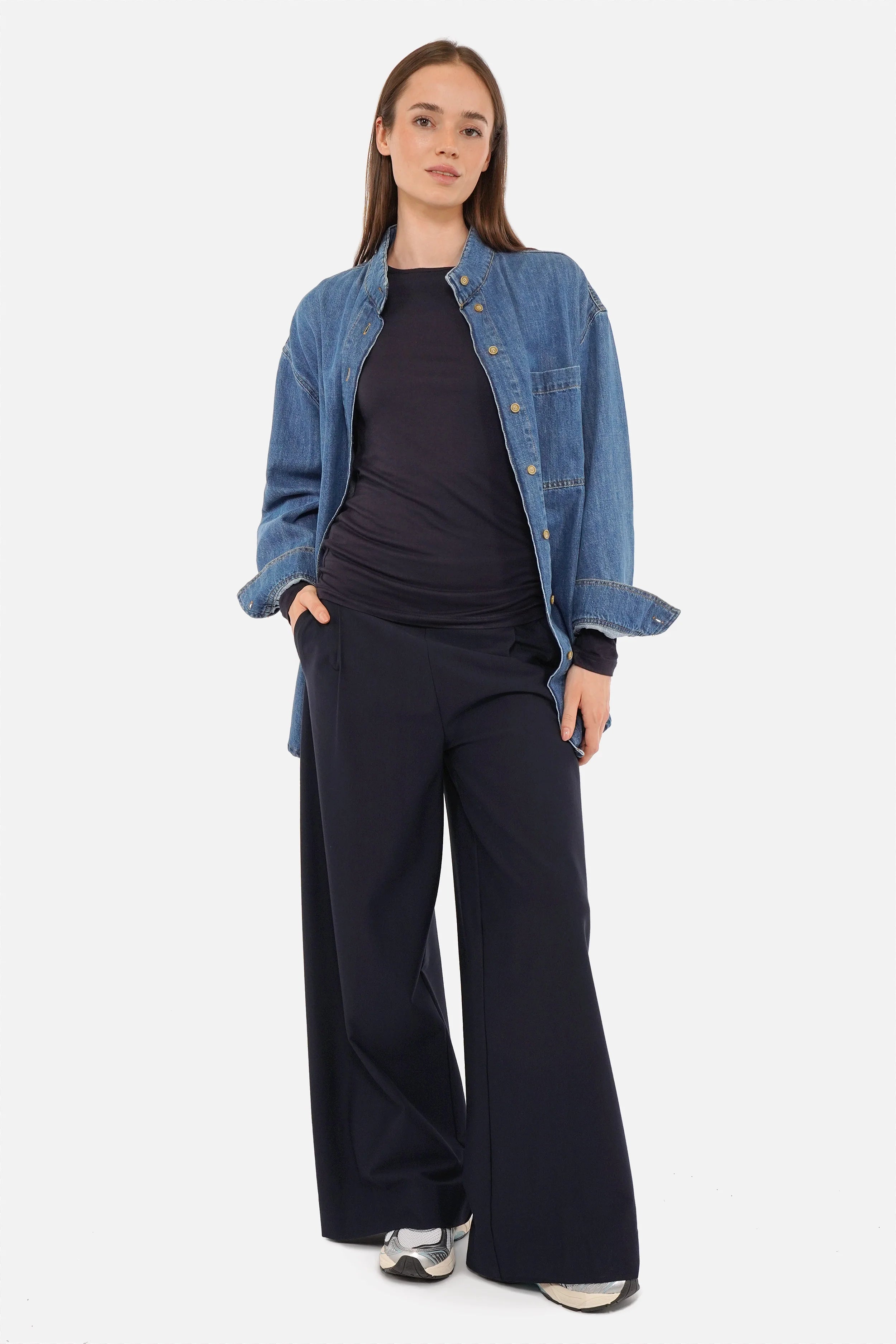 KLARA.K Wide Leg Jerseyhose aus weich fließendem Jersey mit hohem Stretchkomfort und elastischem Bund