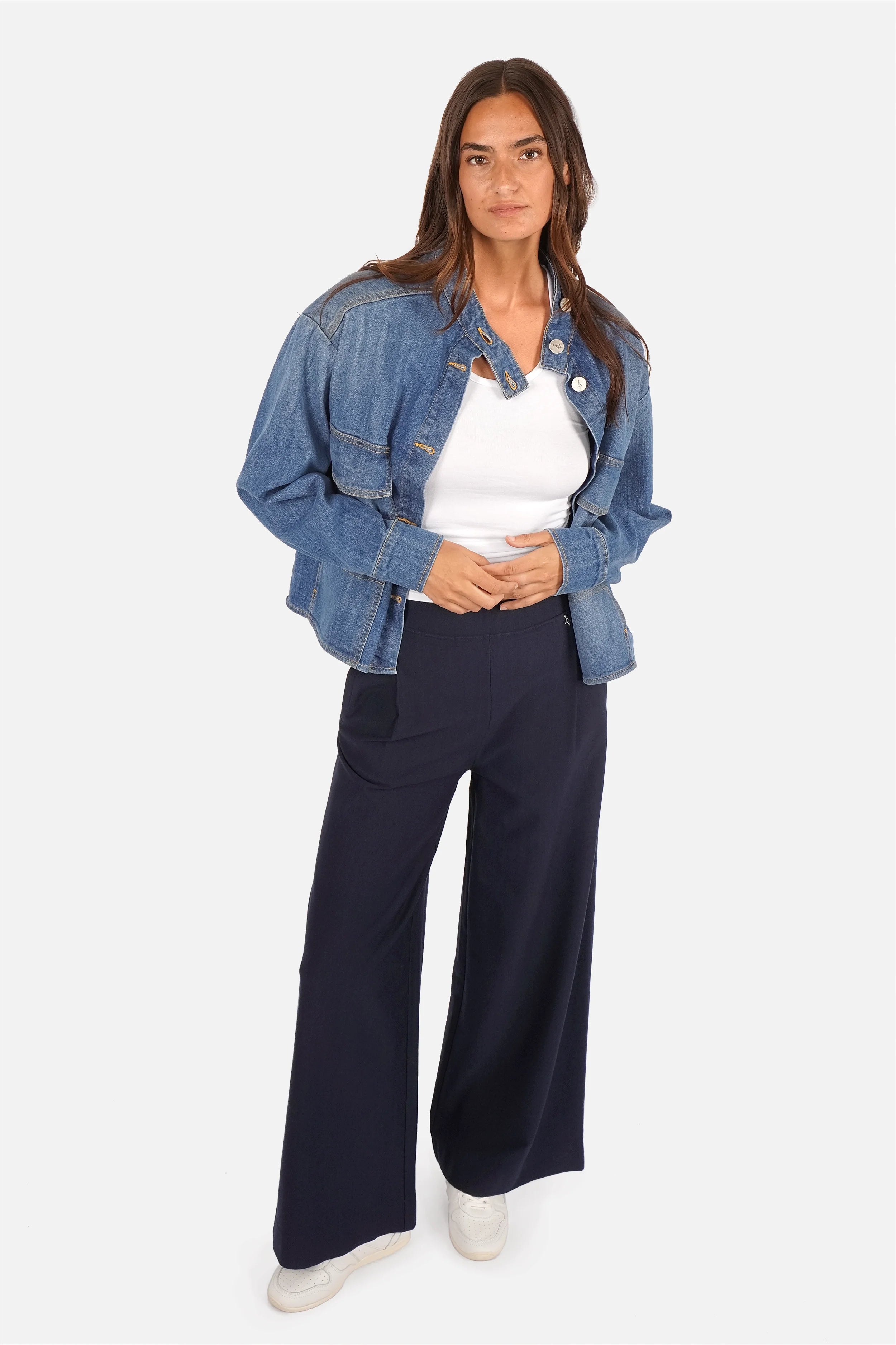 KLARA.K Wide Leg Pants weit geschnittene Hose mit elastischem Bund und Eingrifftaschen